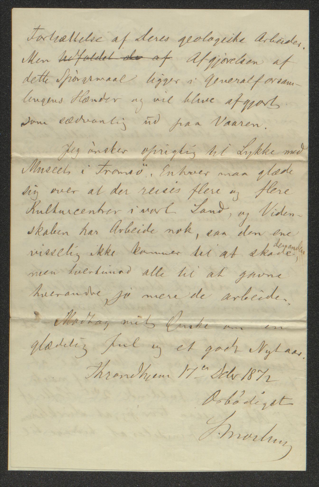 Tromsø Museum, AV/SATØ-S-0162/D/Db/L0032: Journalsaker og innkomne brev, 1872-1878, p. 17