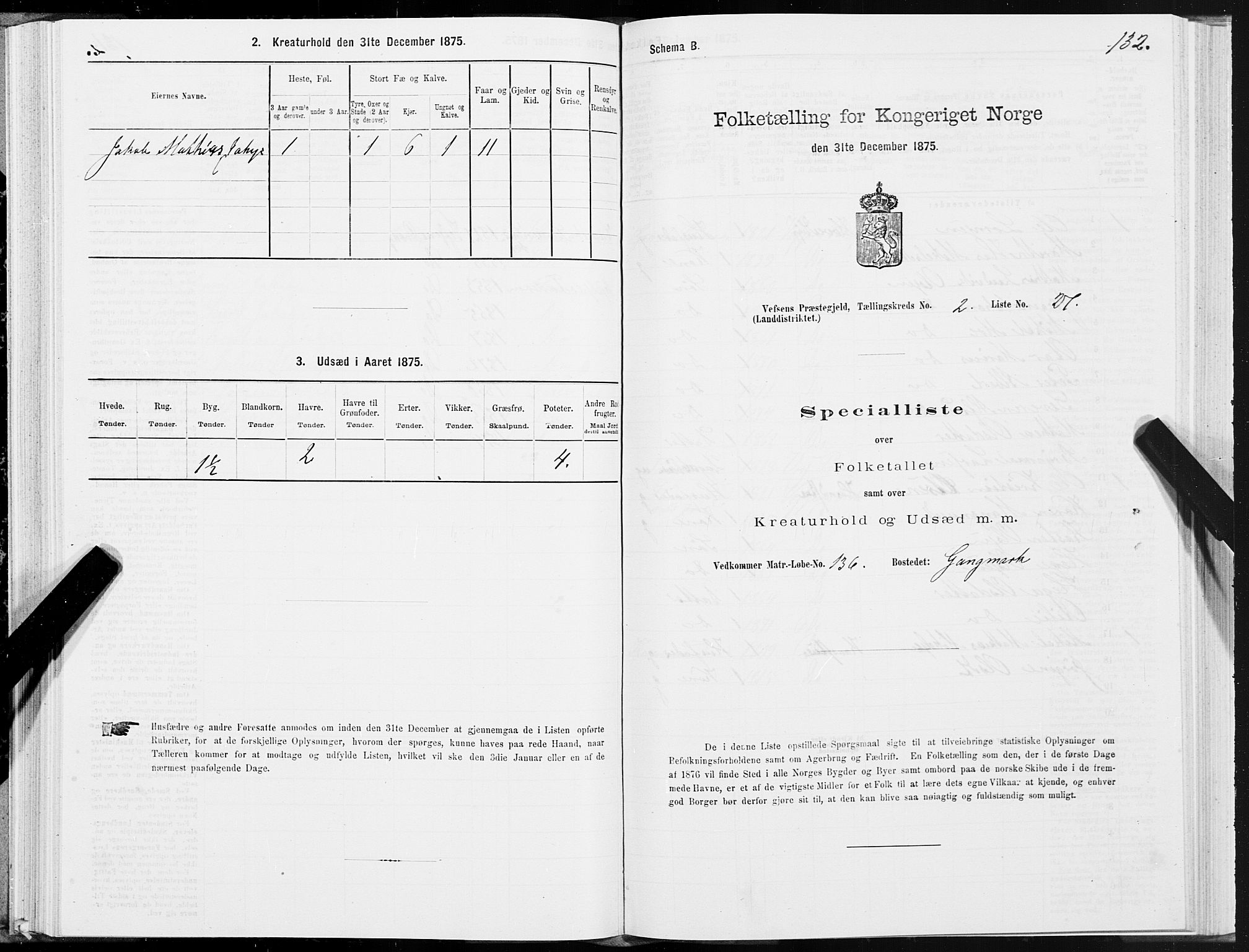 SAT, 1875 census for 1824L Vefsn/Vefsn, 1875, p. 1132