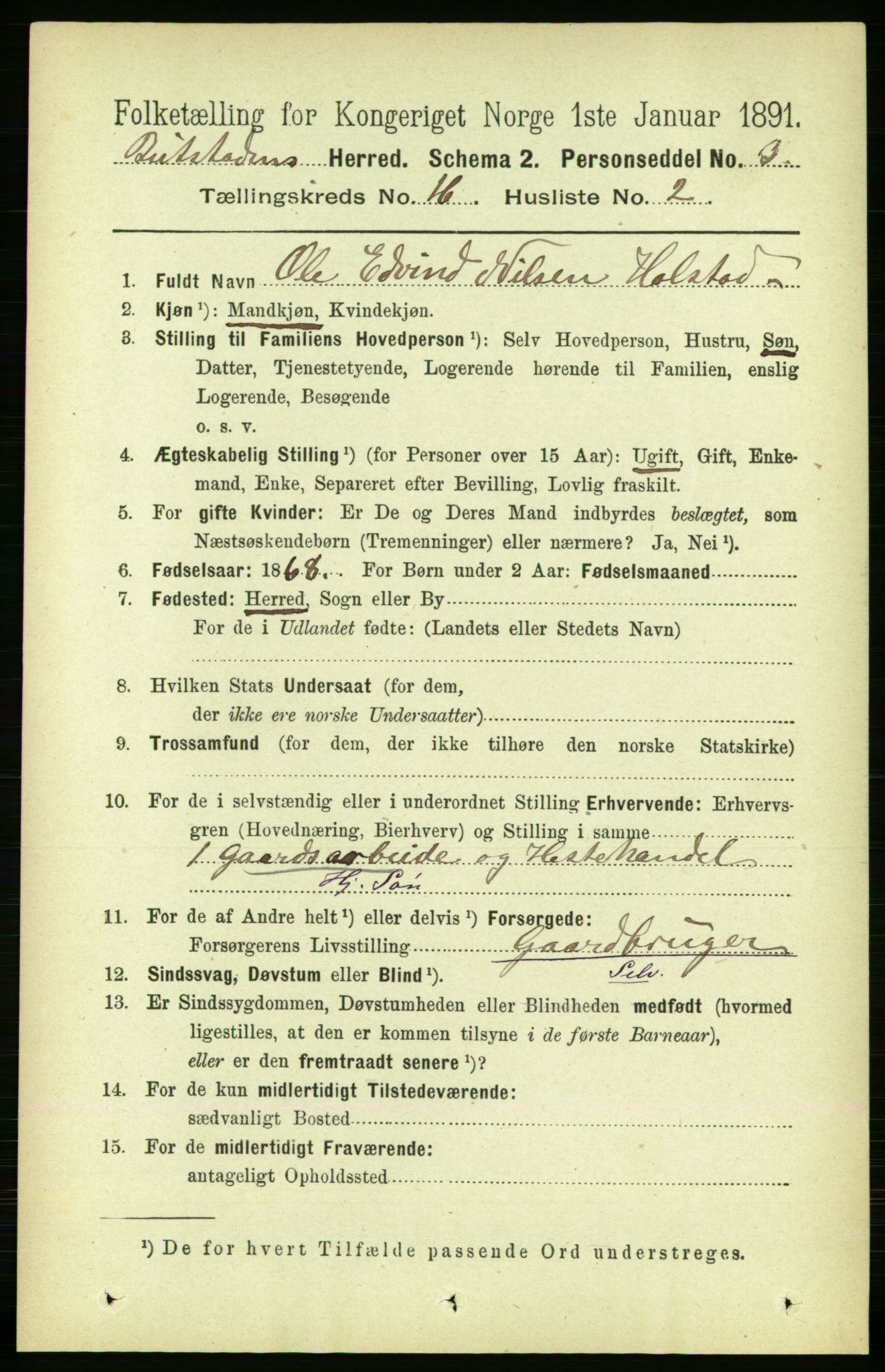 RA, 1891 census for 1727 Beitstad, 1891, p. 4175