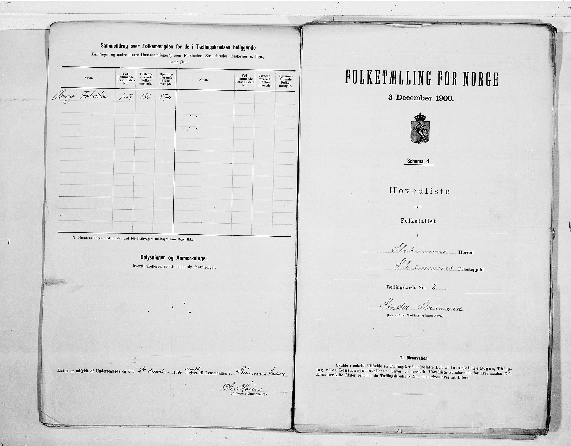 RA, 1900 census for Strømm, 1900, p. 6