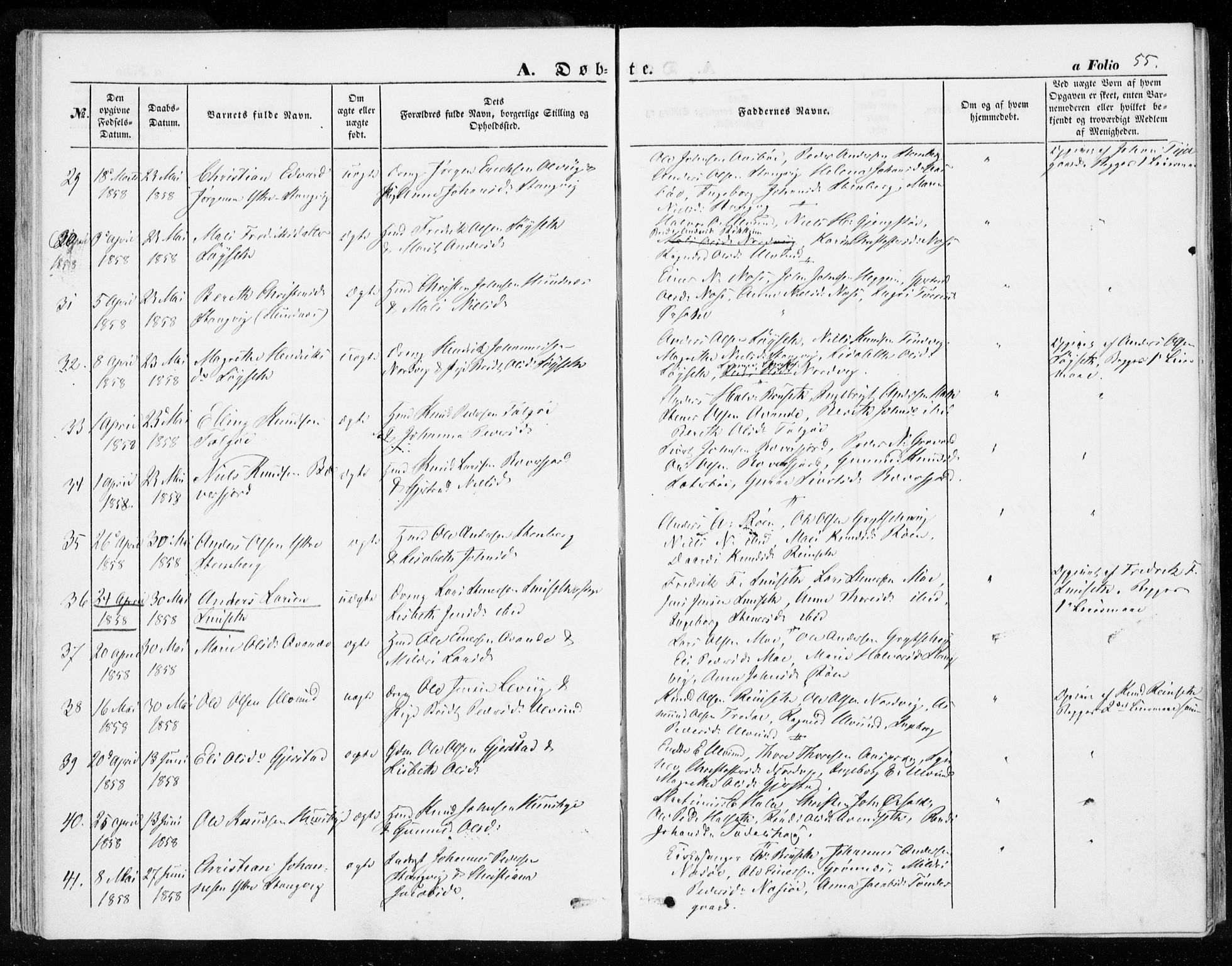 Ministerialprotokoller, klokkerbøker og fødselsregistre - Møre og Romsdal, SAT/A-1454/592/L1026: Parish register (official) no. 592A04, 1849-1867, p. 55