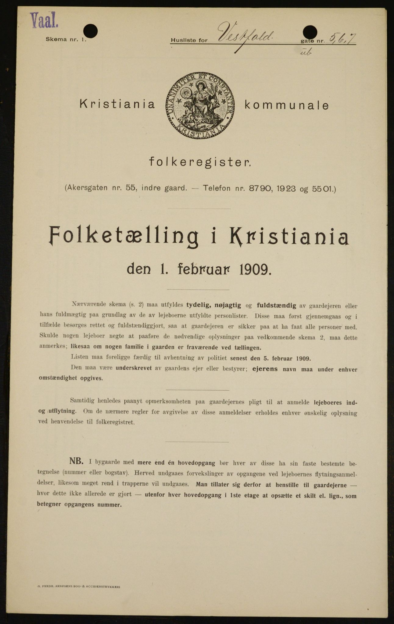 OBA, Municipal Census 1909 for Kristiania, 1909, p. 111068