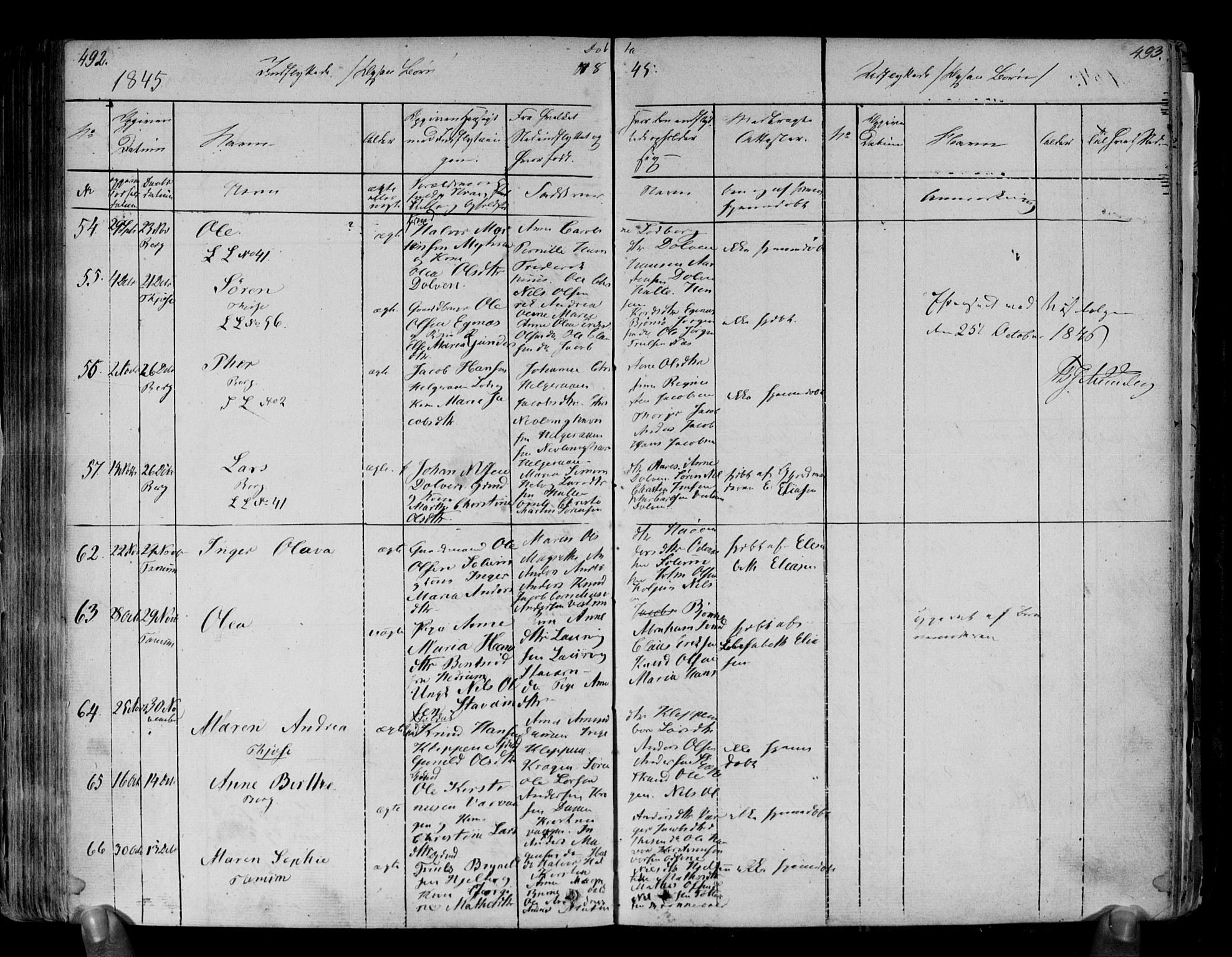 Brunlanes kirkebøker, AV/SAKO-A-342/F/Fa/L0003: Parish register (official) no. I 3, 1834-1845, p. 492-493