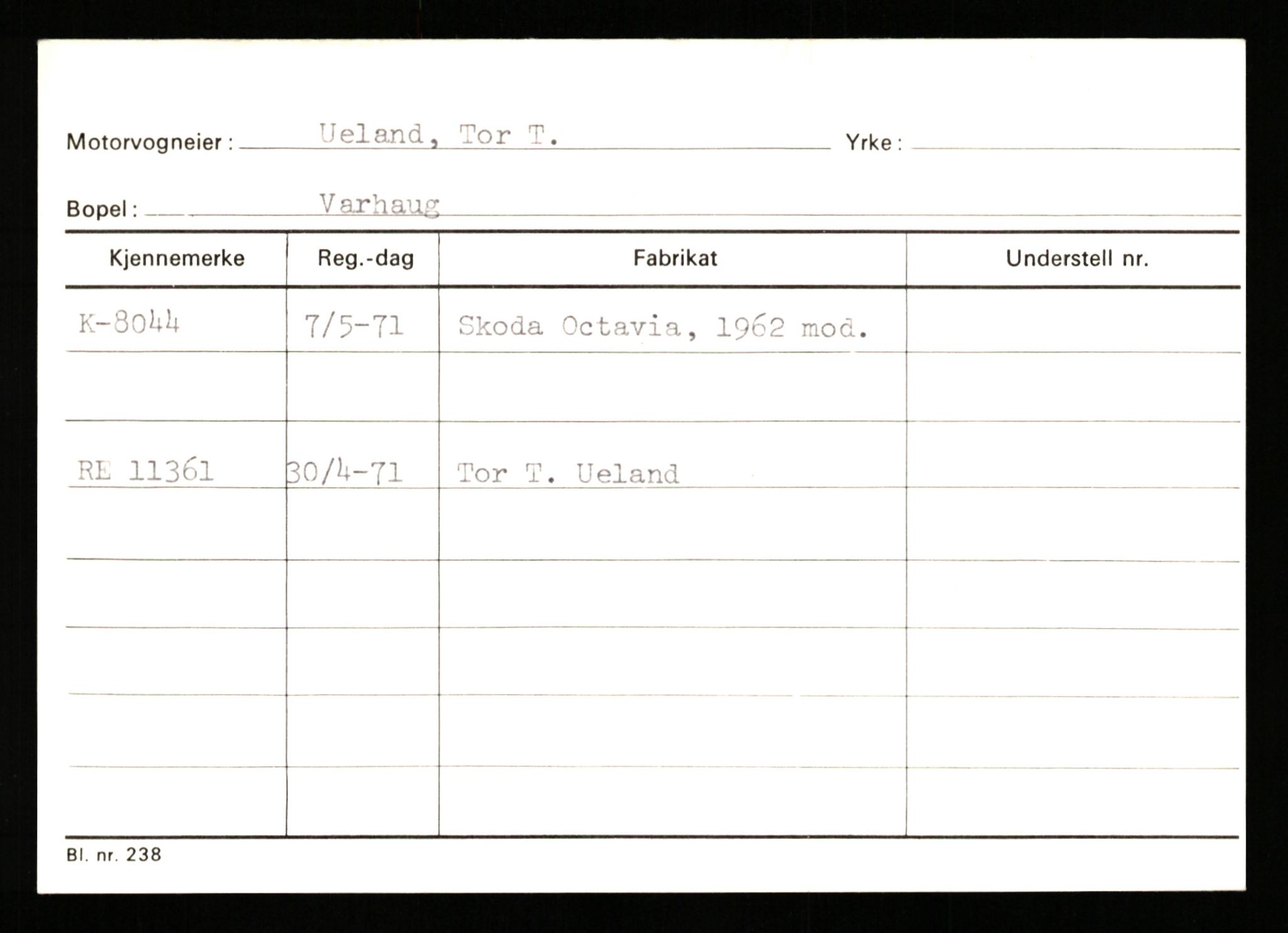 Stavanger trafikkstasjon, AV/SAST-A-101942/0/G/L0002: Registreringsnummer: 5791 - 10405, 1930-1971, p. 1169