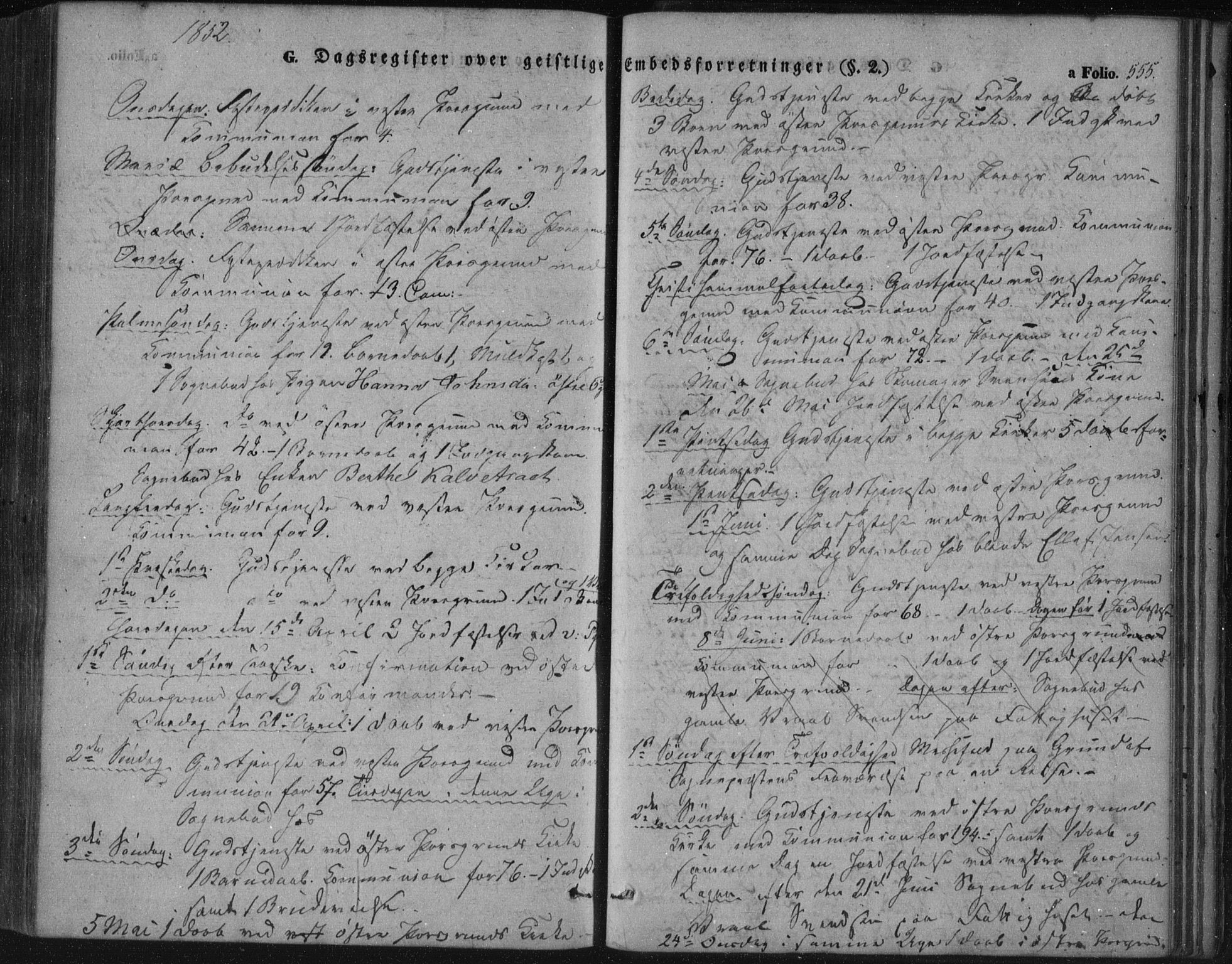 Porsgrunn kirkebøker , AV/SAKO-A-104/F/Fa/L0006: Parish register (official) no. 6, 1841-1857, p. 555