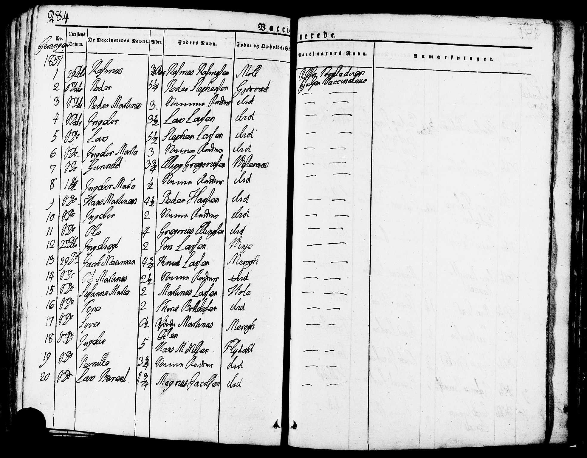 Ministerialprotokoller, klokkerbøker og fødselsregistre - Møre og Romsdal, AV/SAT-A-1454/517/L0221: Parish register (official) no. 517A01, 1827-1858, p. 284