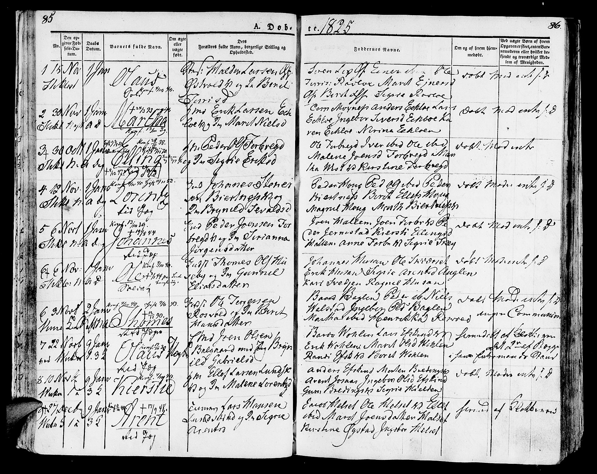 Ministerialprotokoller, klokkerbøker og fødselsregistre - Nord-Trøndelag, SAT/A-1458/723/L0237: Parish register (official) no. 723A06, 1822-1830, p. 85-86