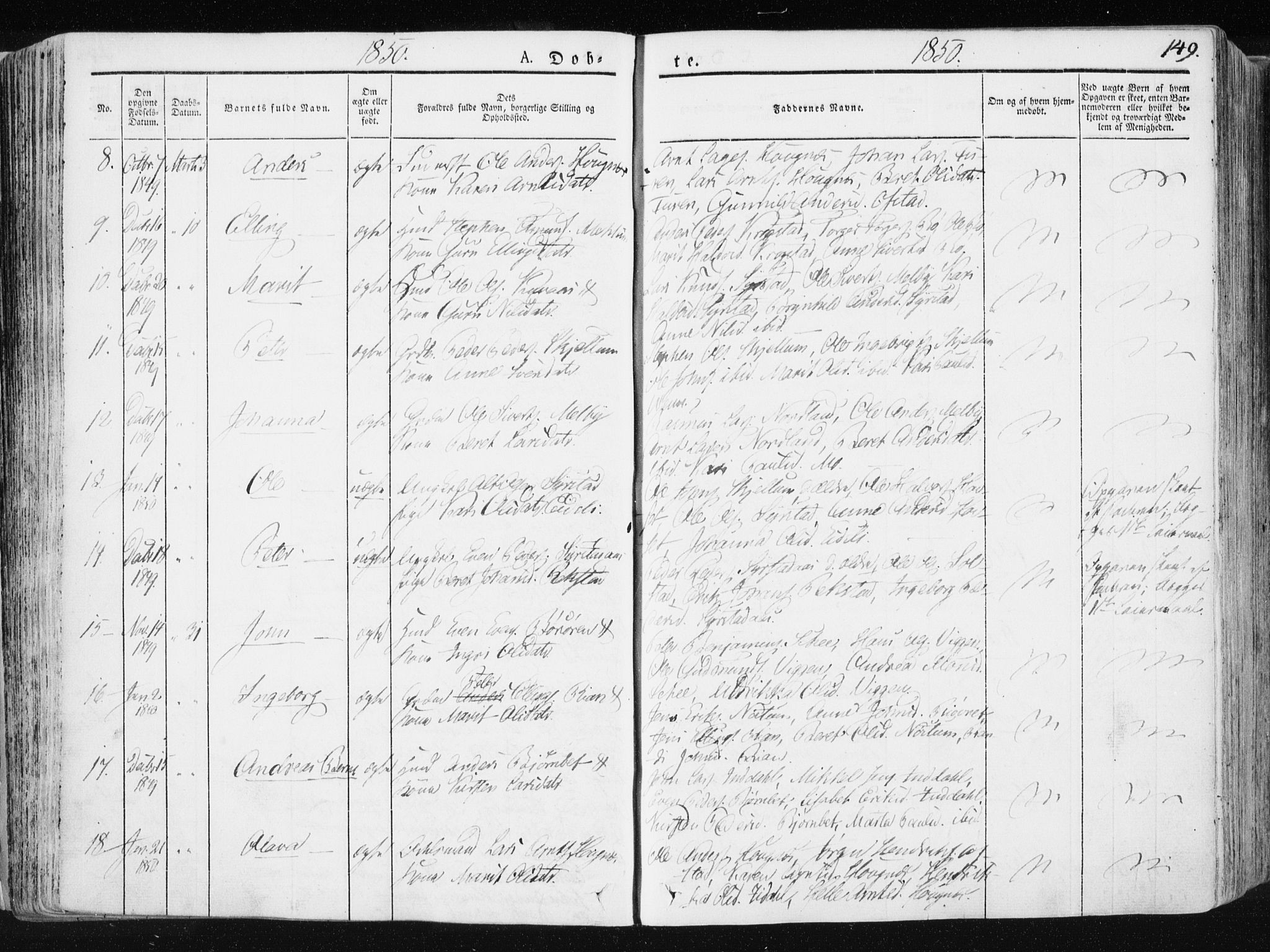Ministerialprotokoller, klokkerbøker og fødselsregistre - Sør-Trøndelag, SAT/A-1456/665/L0771: Parish register (official) no. 665A06, 1830-1856, p. 149