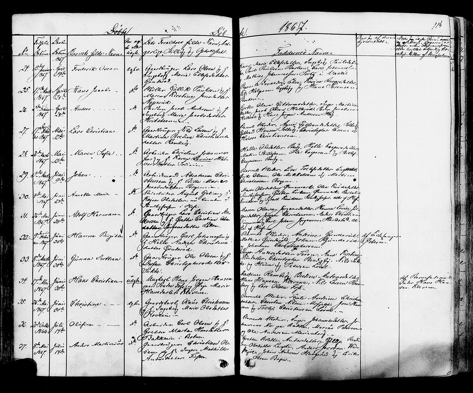 Botne kirkebøker, SAKO/A-340/F/Fa/L0006: Parish register (official) no. I 6, 1836-1877, p. 115