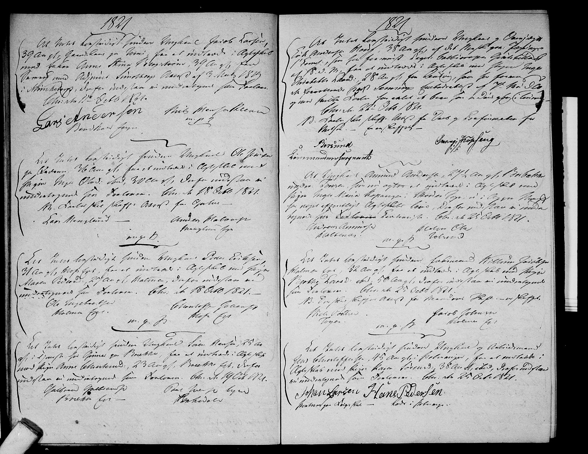 Aker prestekontor kirkebøker, AV/SAO-A-10861/L/L0006: Best man's statements no. 6, 1821-1826