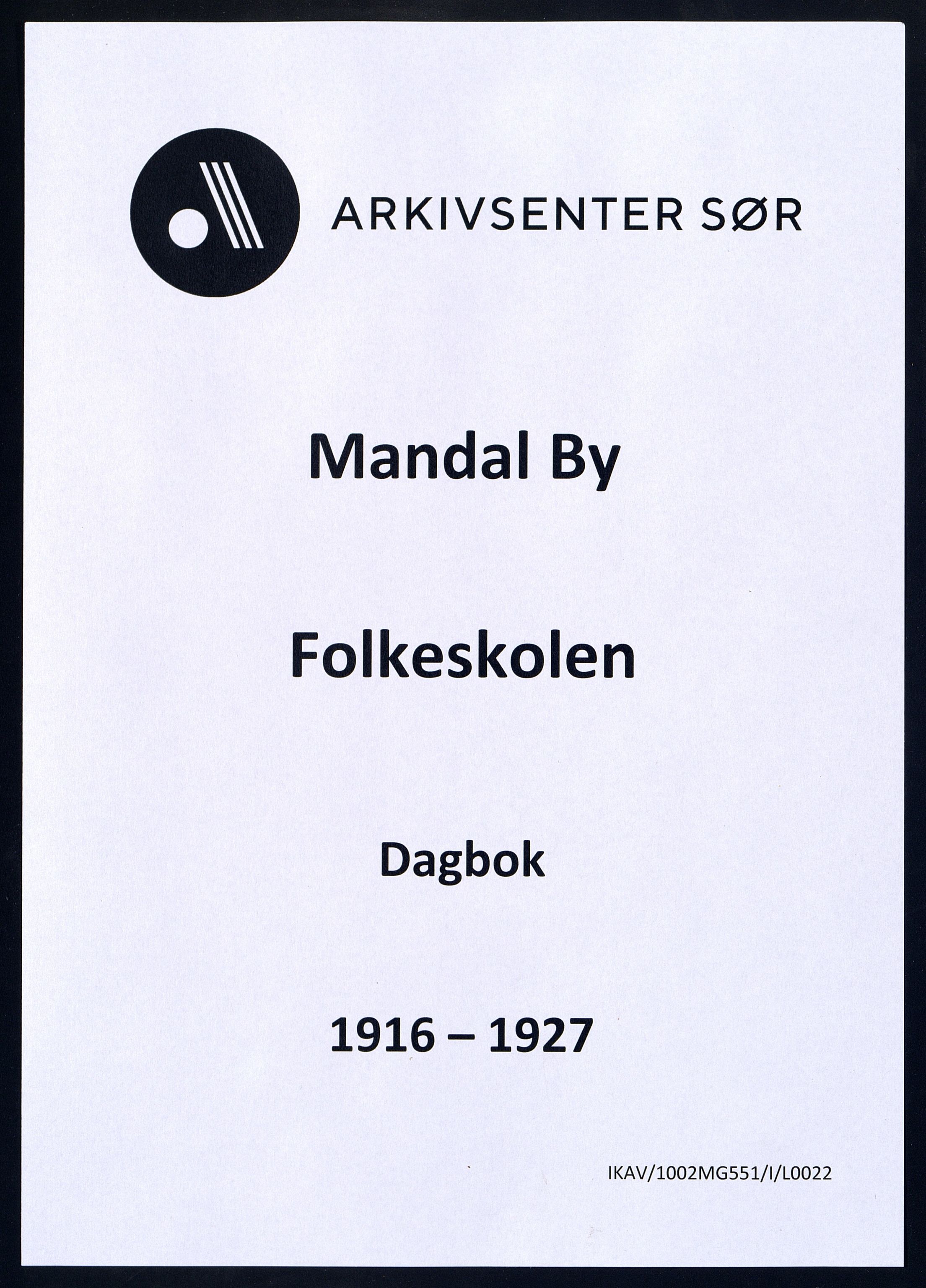 Mandal By - Mandal Allmueskole/Folkeskole/Skole, ARKSOR/1002MG551/I/L0022: Dagbok, 1916-1927