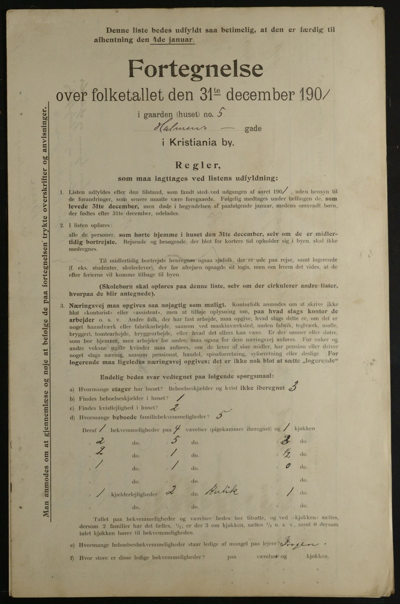 OBA, Municipal Census 1901 for Kristiania, 1901, p. 6449