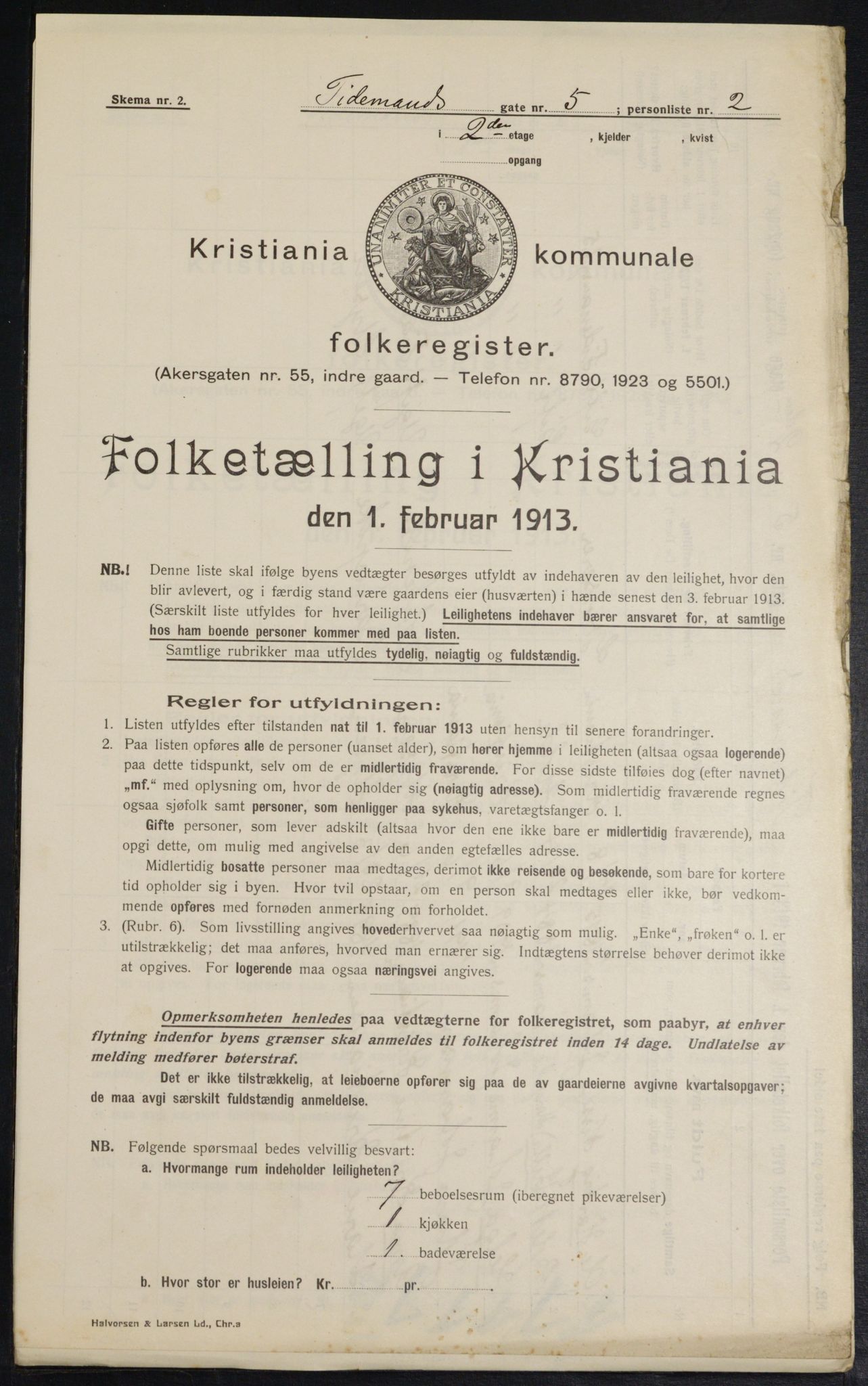 OBA, Municipal Census 1913 for Kristiania, 1913, p. 111413