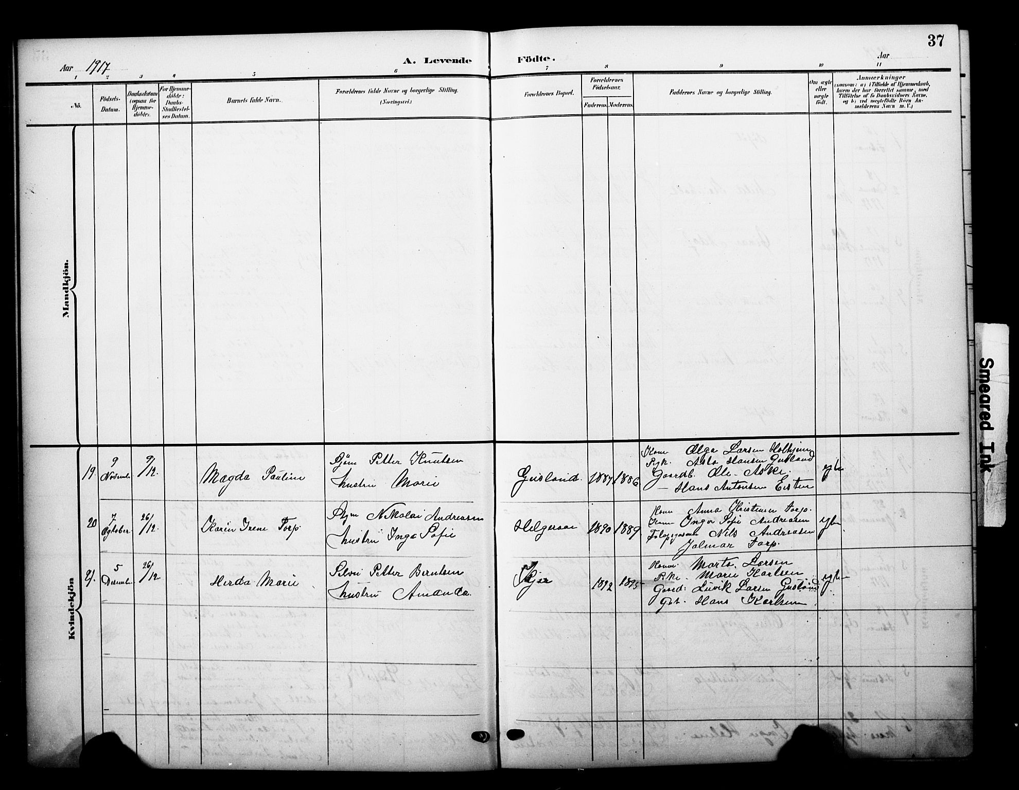 Brunlanes kirkebøker, AV/SAKO-A-342/G/Gb/L0003: Parish register (copy) no. II 3, 1903-1928, p. 37