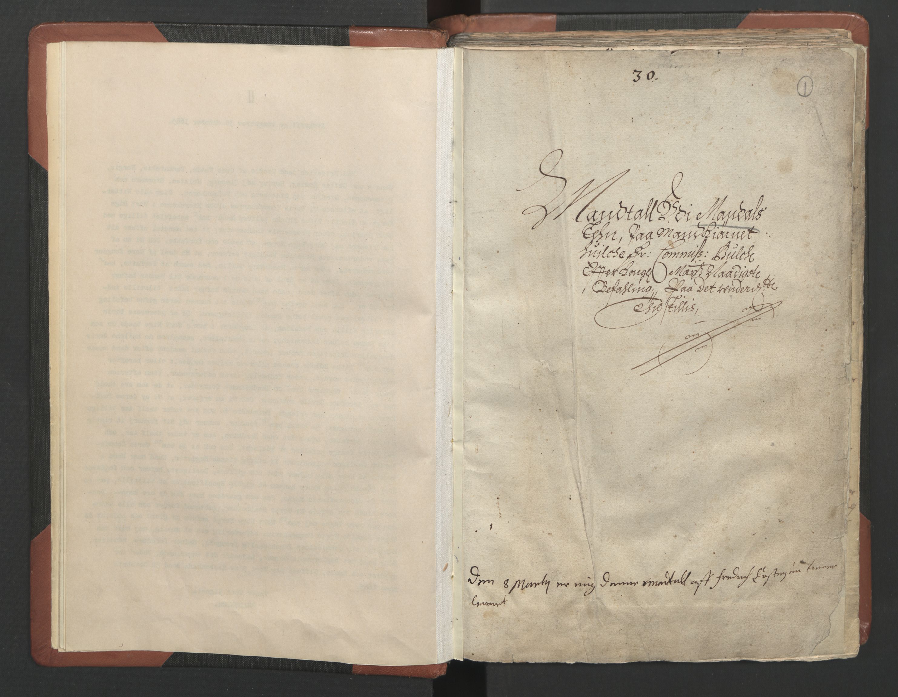 RA, Bailiff's Census 1664-1666, no. 9: Mandal len, 1664-1666, p. 1