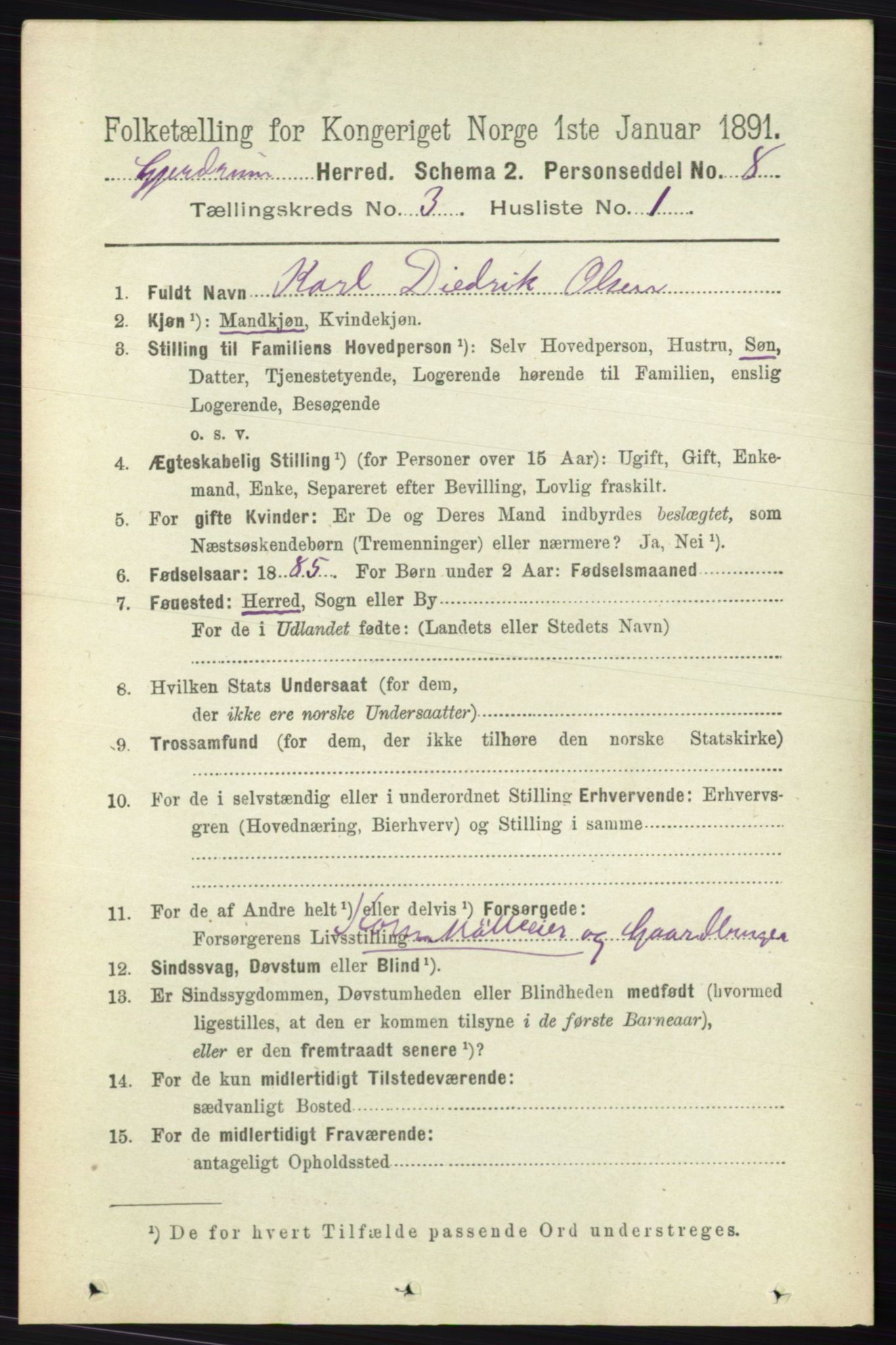 RA, 1891 census for 0234 Gjerdrum, 1891, p. 1259