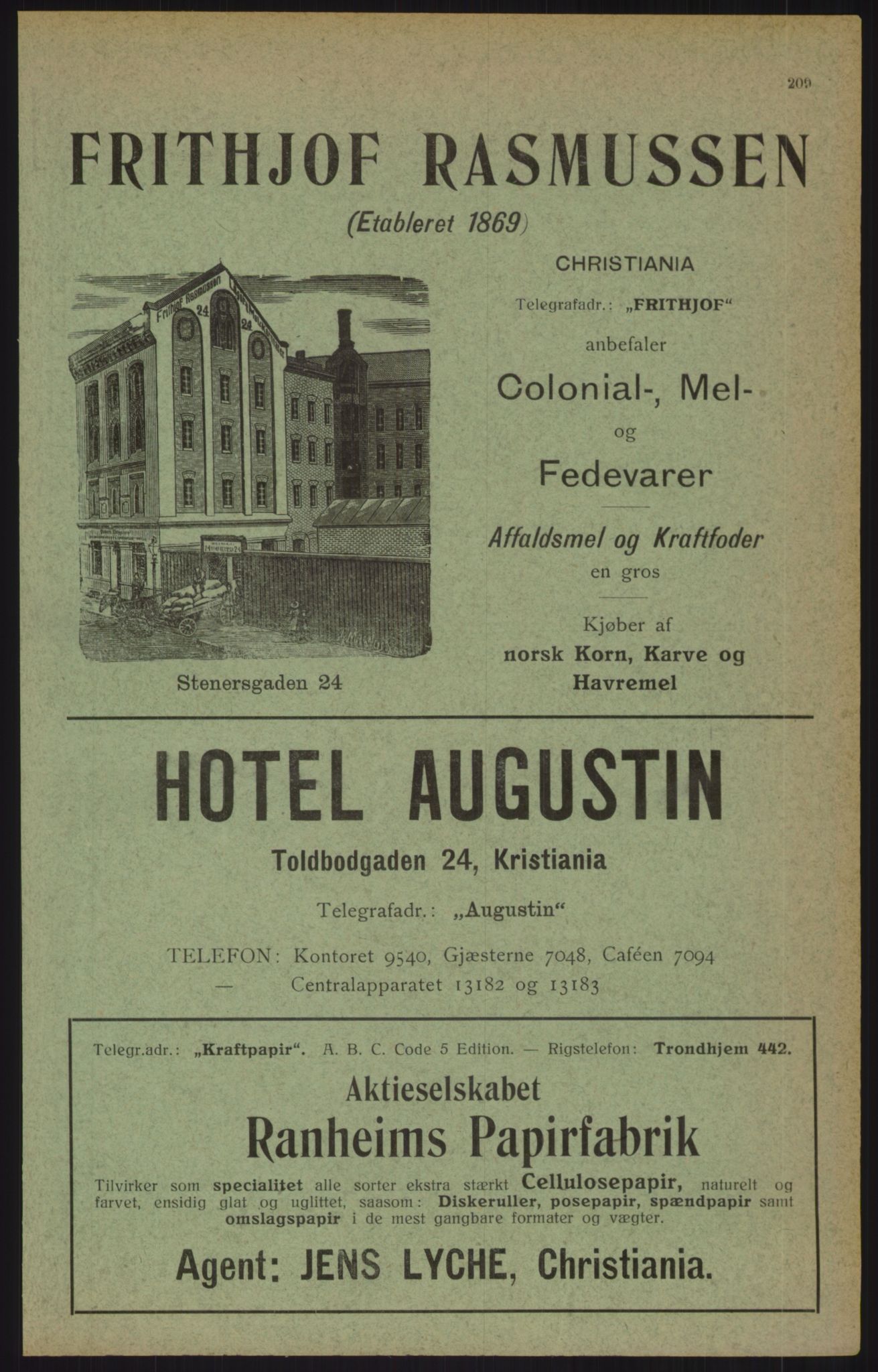 Kristiania/Oslo adressebok, PUBL/-, 1915, p. 209