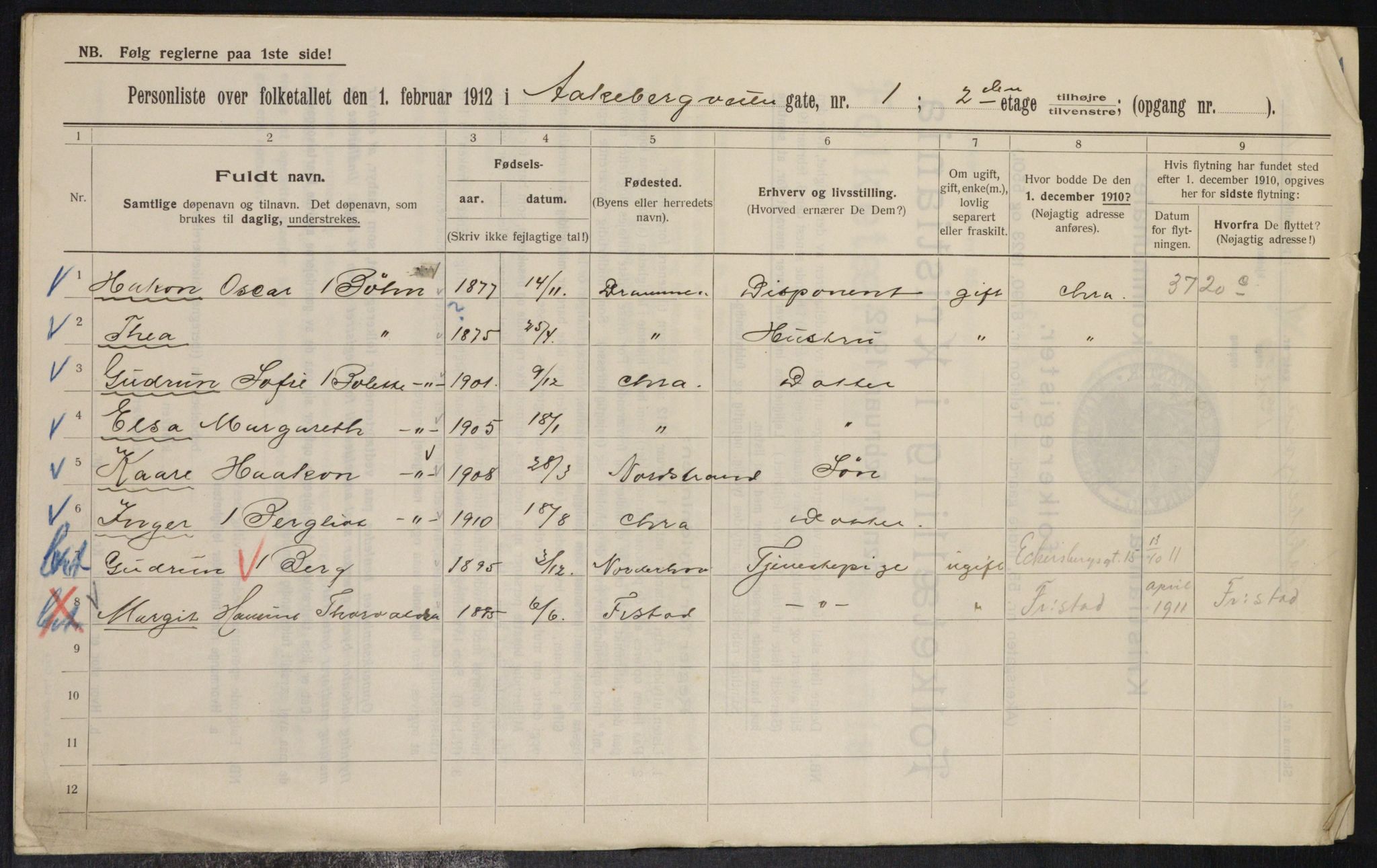 OBA, Municipal Census 1912 for Kristiania, 1912, p. 130321