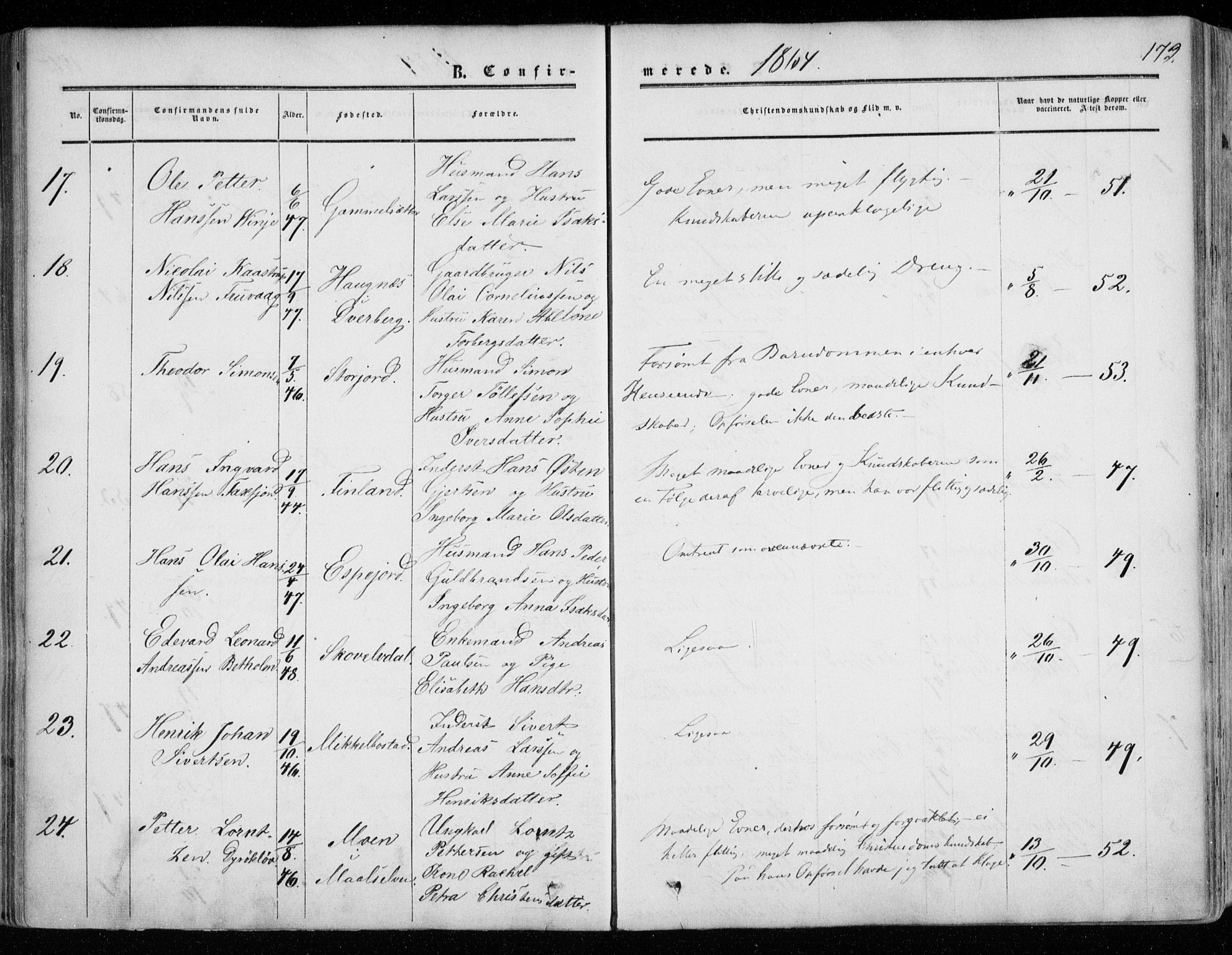 Tranøy sokneprestkontor, AV/SATØ-S-1313/I/Ia/Iaa/L0007kirke: Parish register (official) no. 7, 1856-1866, p. 173