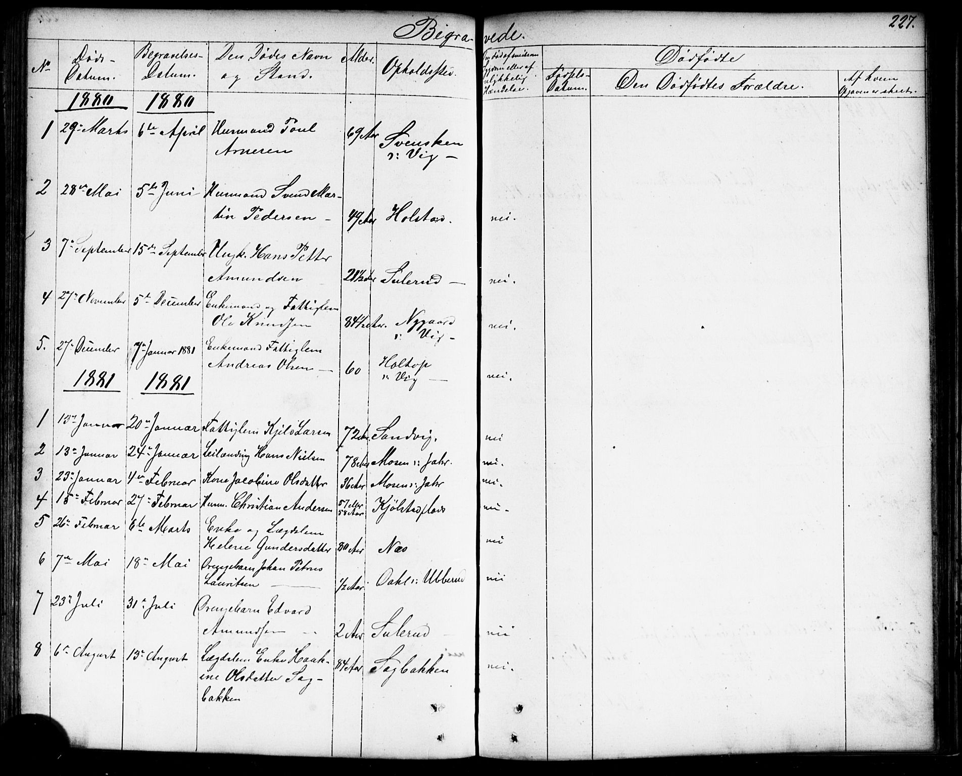 Enebakk prestekontor Kirkebøker, AV/SAO-A-10171c/G/Gb/L0001: Parish register (copy) no. II 1, 1859-1890, p. 227