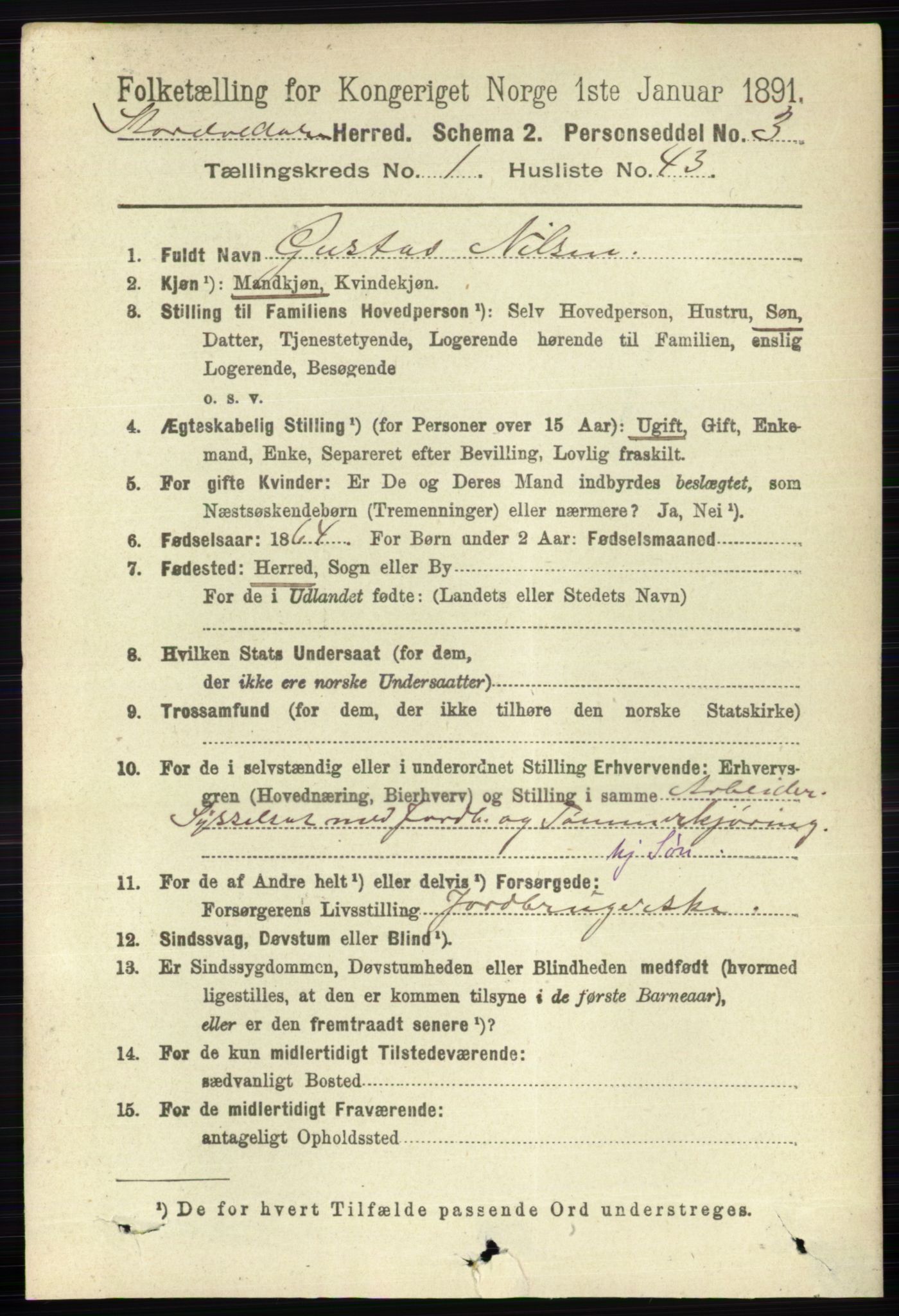 RA, 1891 census for 0430 Stor-Elvdal, 1891, p. 325
