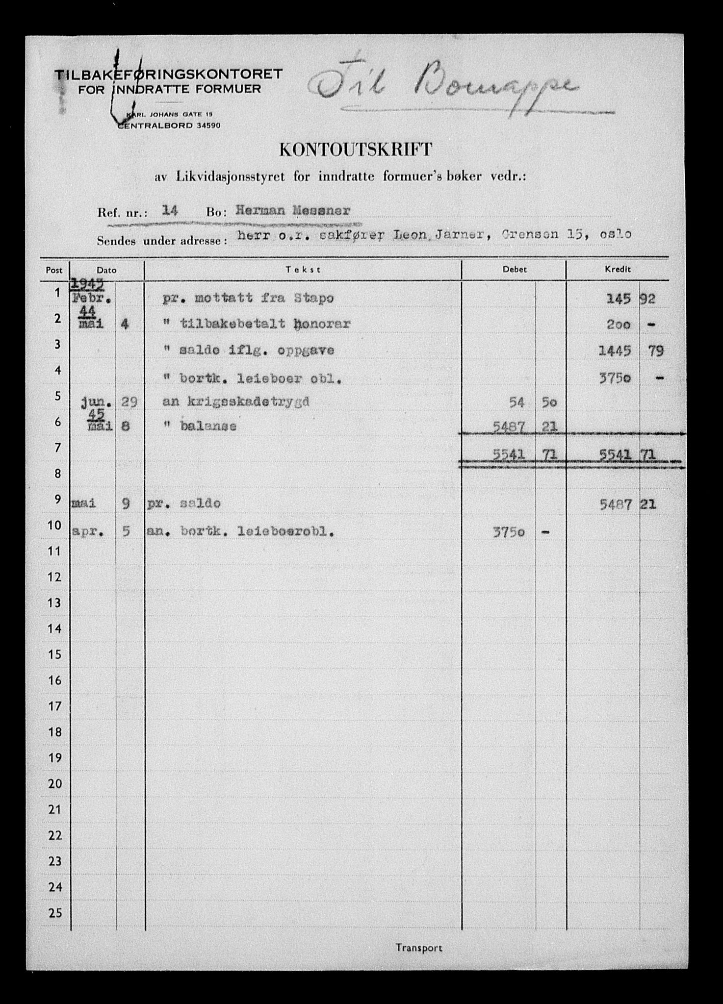 Justisdepartementet, Tilbakeføringskontoret for inndratte formuer, AV/RA-S-1564/H/Hc/Hcc/L0964: --, 1945-1947, p. 32