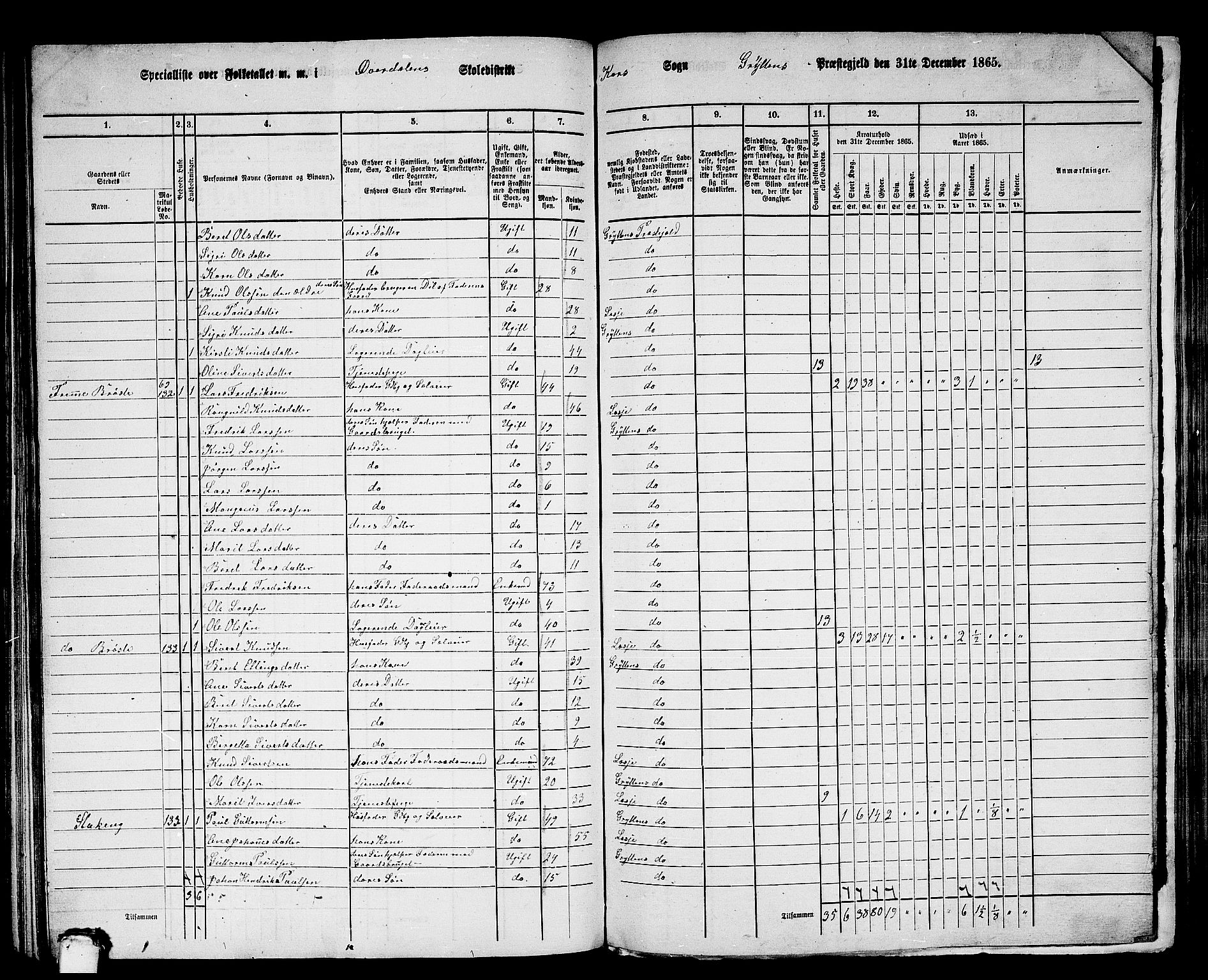 RA, 1865 census for Grytten, 1865, p. 123