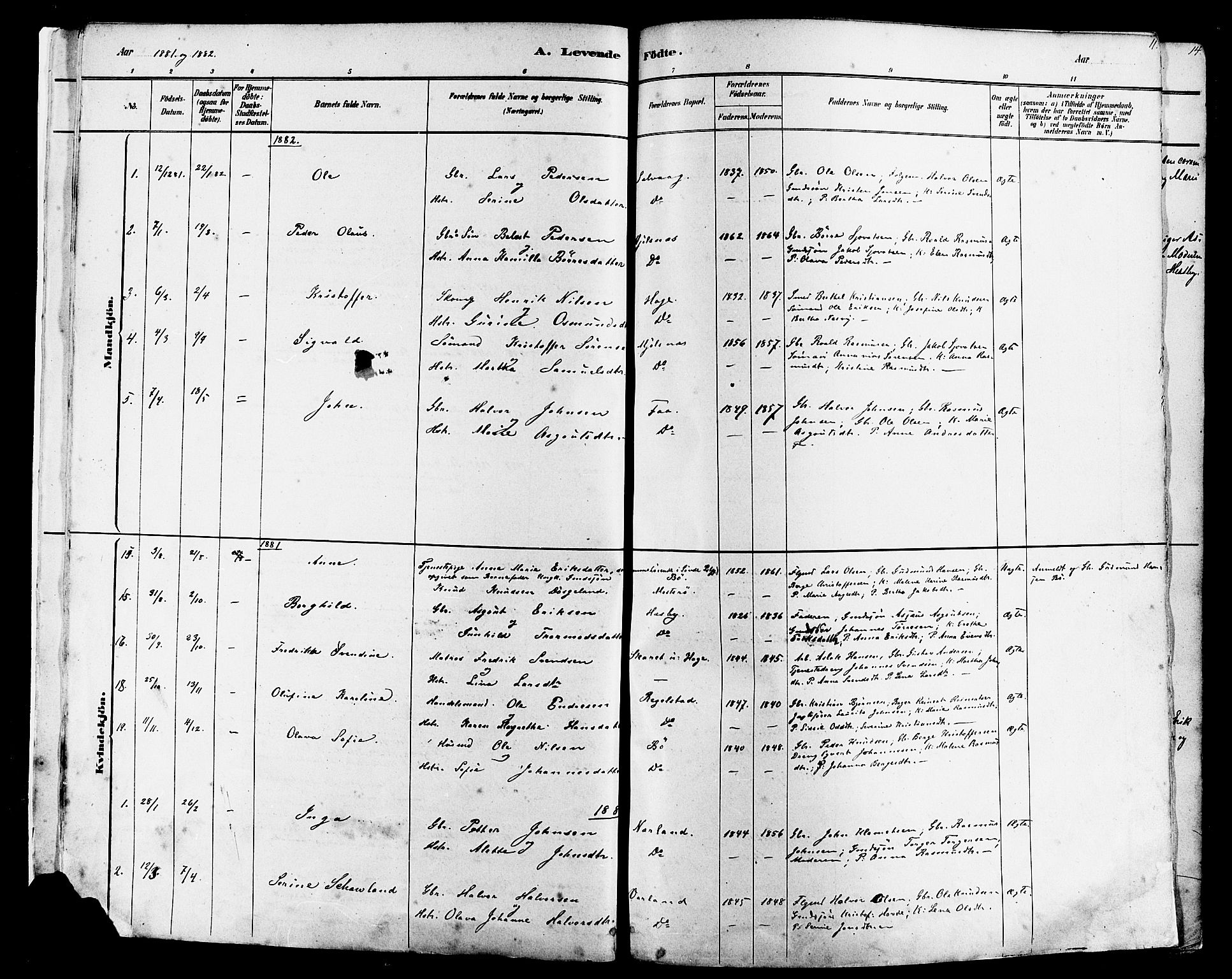 Finnøy sokneprestkontor, SAST/A-101825/H/Ha/Haa/L0010: Parish register (official) no. A 10, 1879-1890, p. 11