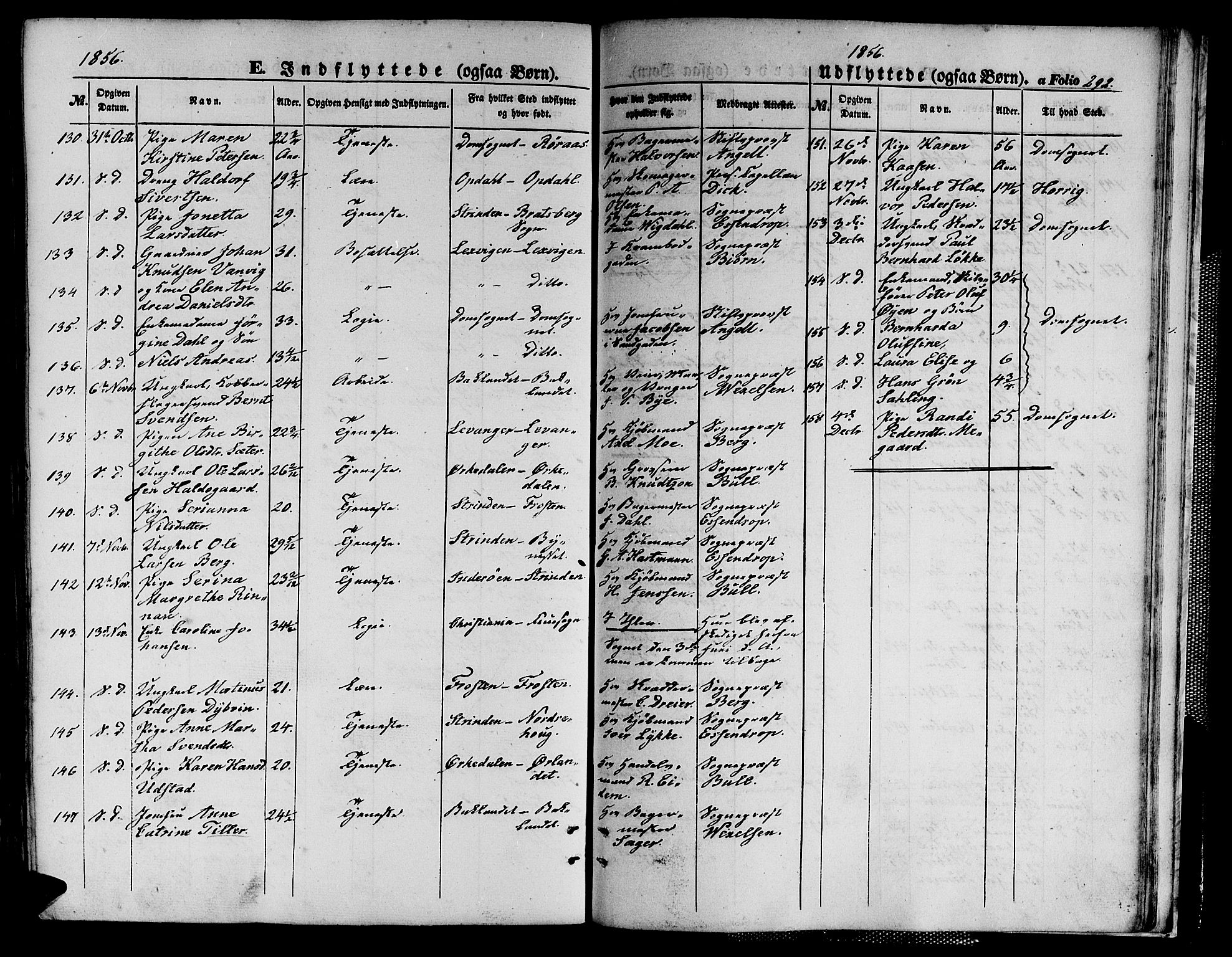 Ministerialprotokoller, klokkerbøker og fødselsregistre - Sør-Trøndelag, AV/SAT-A-1456/602/L0138: Parish register (copy) no. 602C06, 1853-1858, p. 292