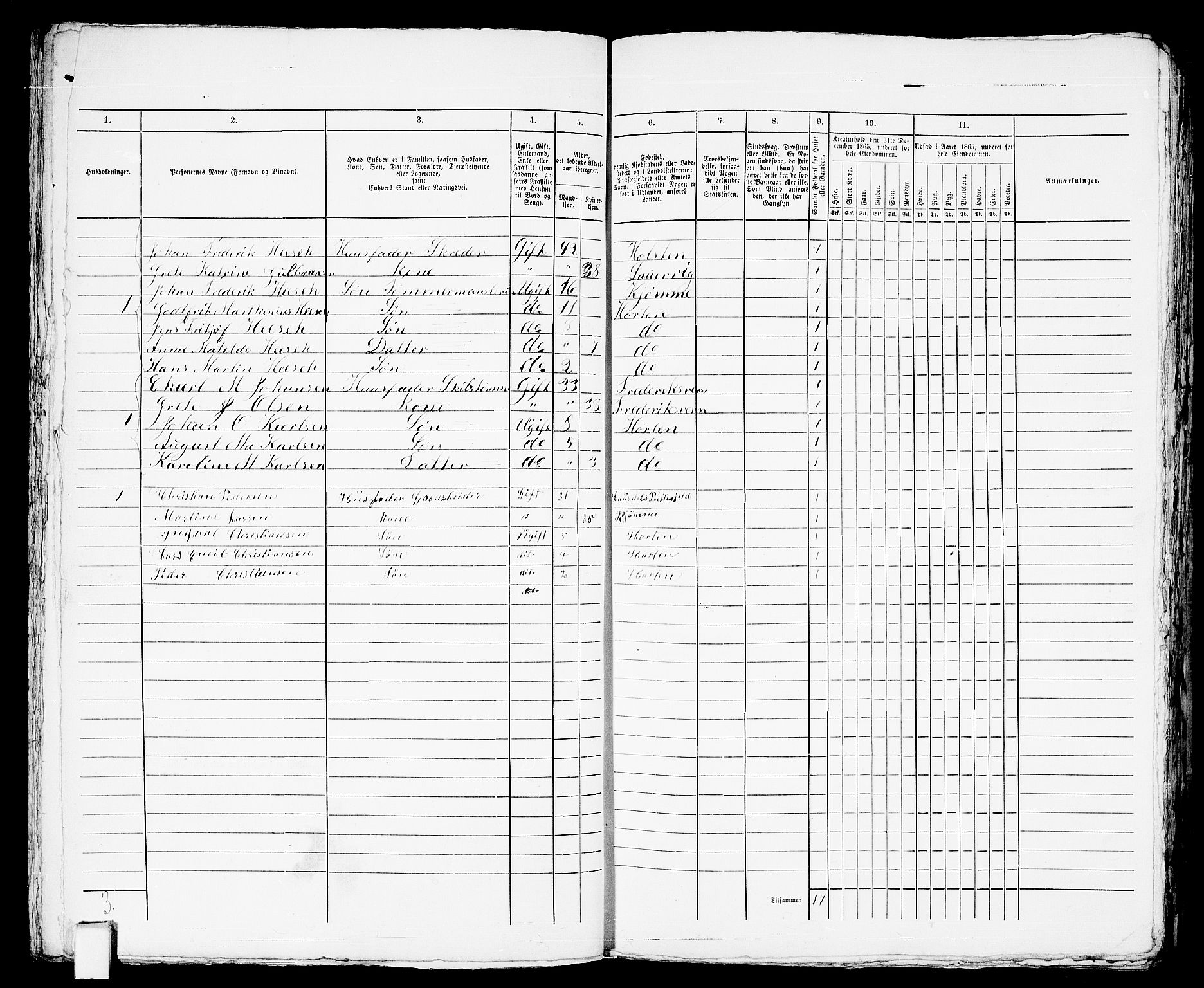 RA, 1865 census for Horten, 1865, p. 557