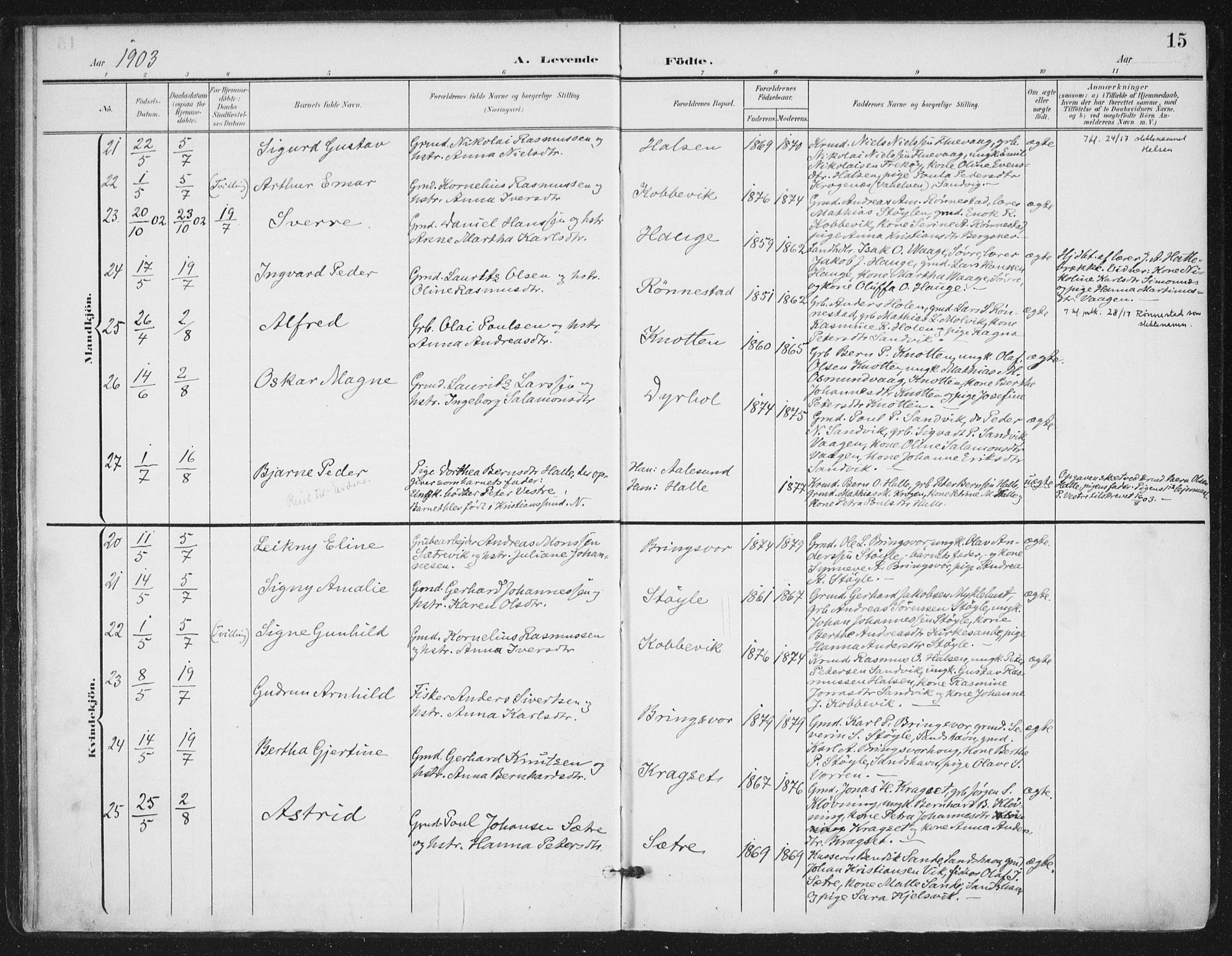 Ministerialprotokoller, klokkerbøker og fødselsregistre - Møre og Romsdal, AV/SAT-A-1454/503/L0038: Parish register (official) no. 503A06, 1901-1917, p. 15