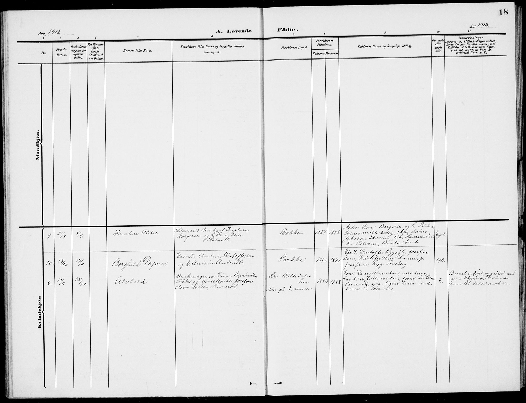 Stokke kirkebøker, AV/SAKO-A-320/G/Gc/L0001: Parish register (copy) no. III 1, 1904-1935, p. 18