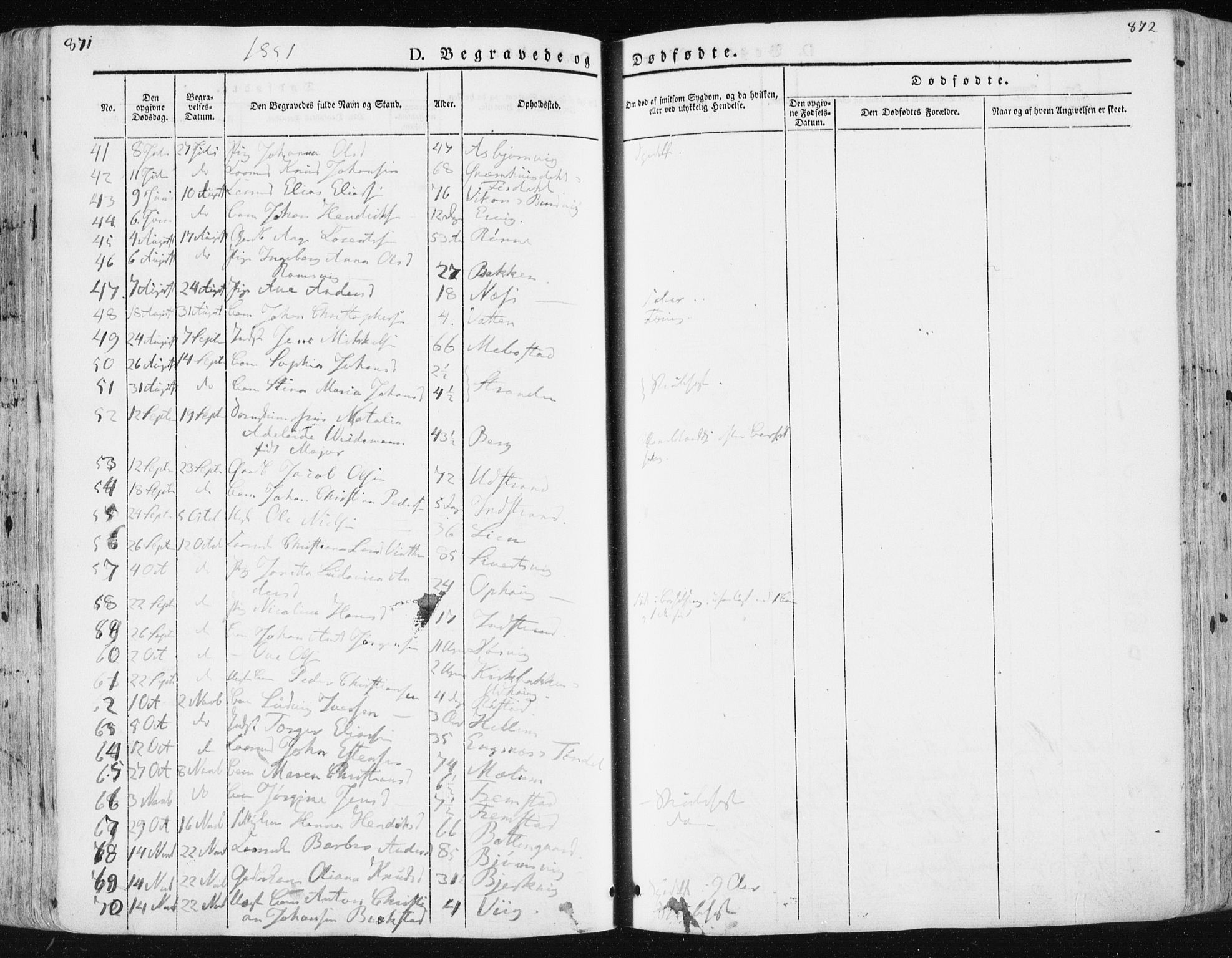 Ministerialprotokoller, klokkerbøker og fødselsregistre - Sør-Trøndelag, SAT/A-1456/659/L0736: Parish register (official) no. 659A06, 1842-1856, p. 871-872