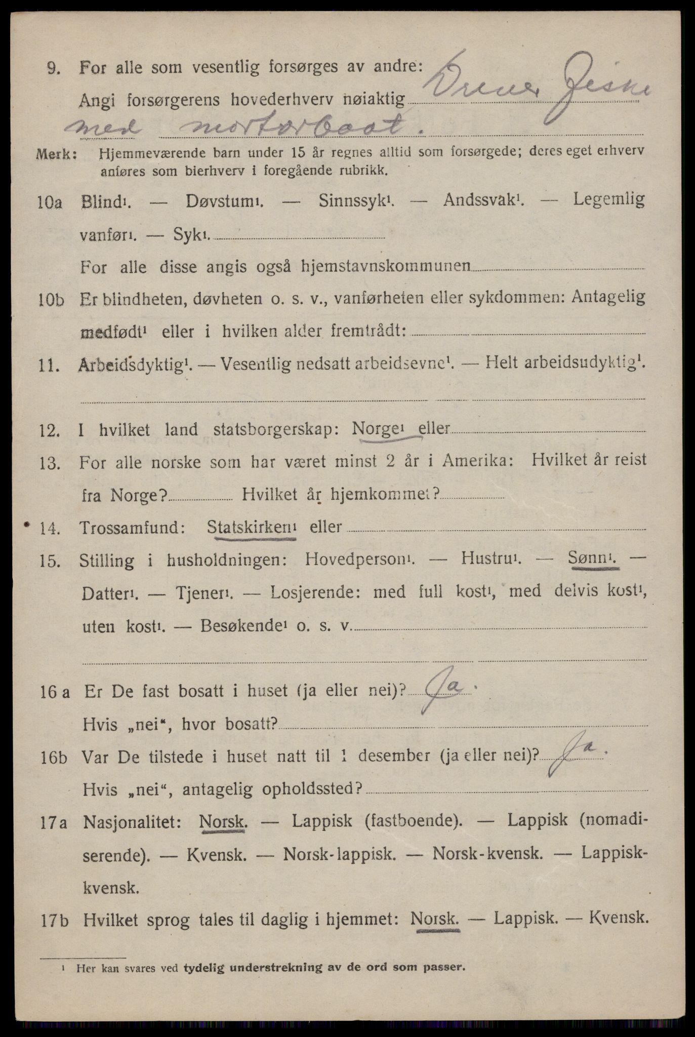 SAT, 1920 census for Buksnes, 1920, p. 5974