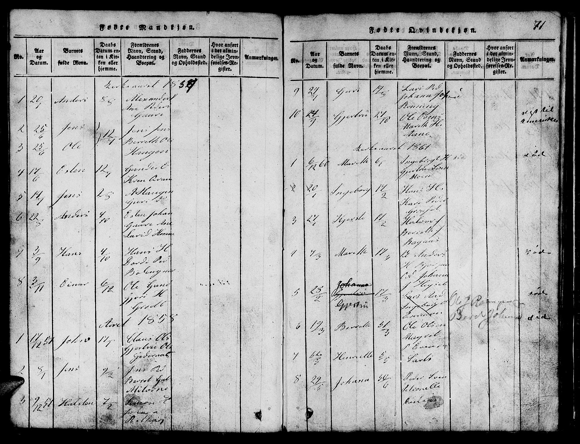 Ministerialprotokoller, klokkerbøker og fødselsregistre - Sør-Trøndelag, SAT/A-1456/685/L0976: Parish register (copy) no. 685C01, 1817-1878, p. 71