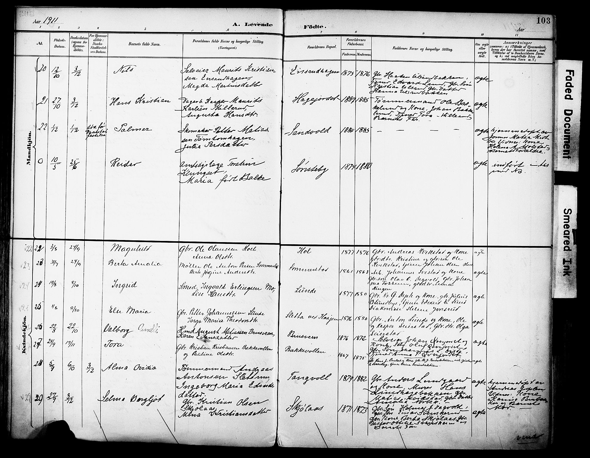 Vestre Toten prestekontor, AV/SAH-PREST-108/H/Ha/Haa/L0013: Parish register (official) no. 13, 1895-1911, p. 103