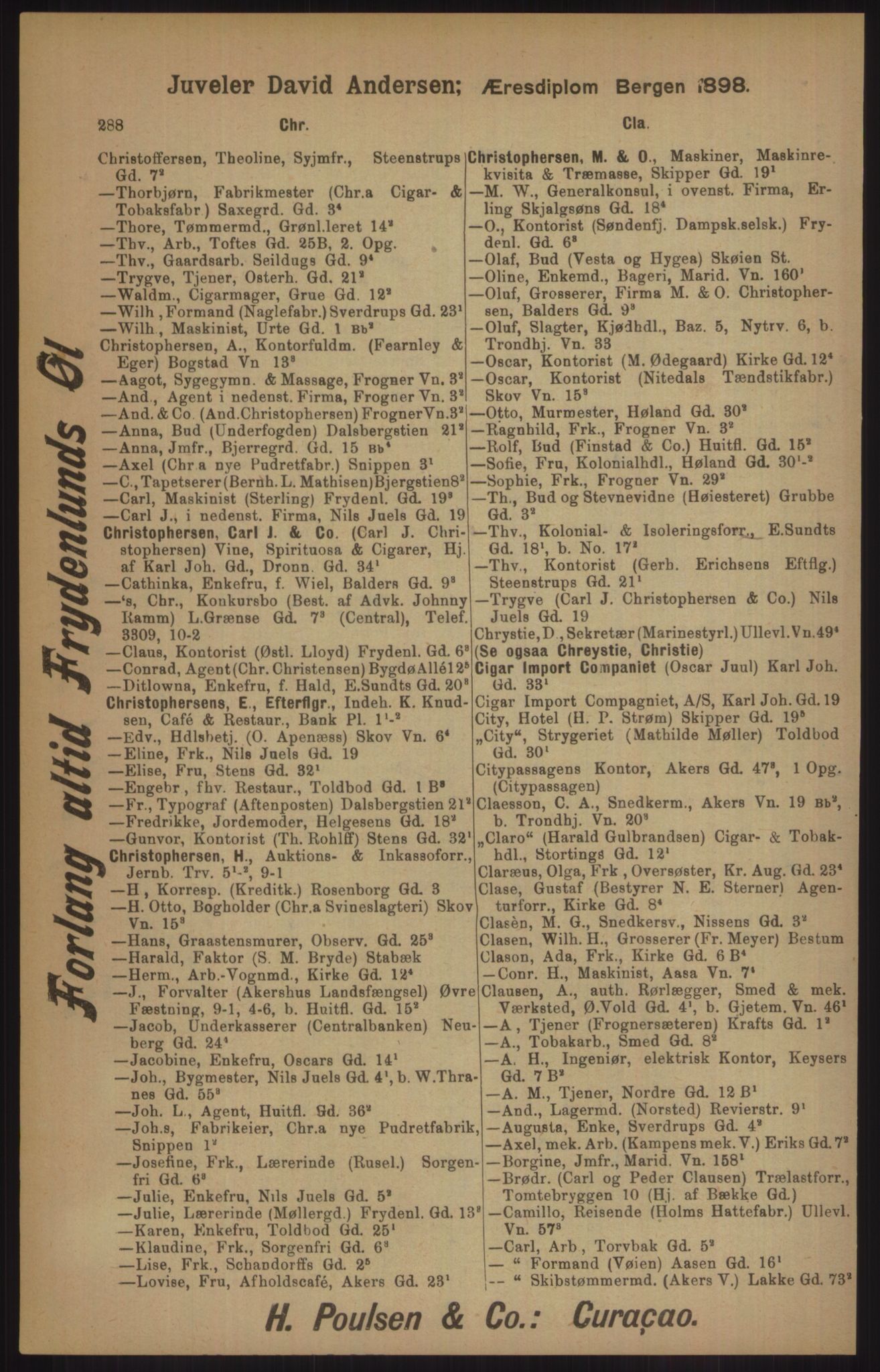 Kristiania/Oslo adressebok, PUBL/-, 1905, p. 288