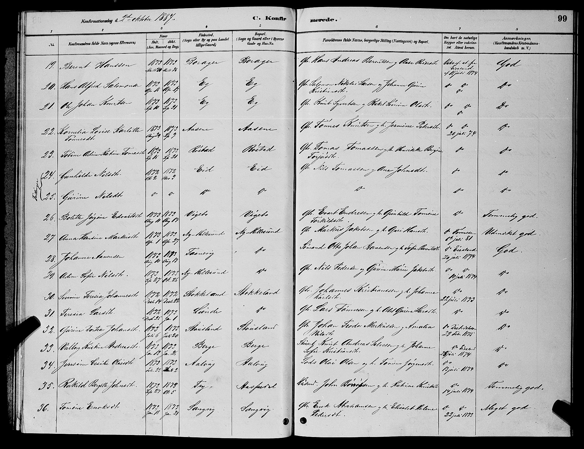 Søgne sokneprestkontor, SAK/1111-0037/F/Fb/Fbb/L0005: Parish register (copy) no. B 5, 1884-1891, p. 99