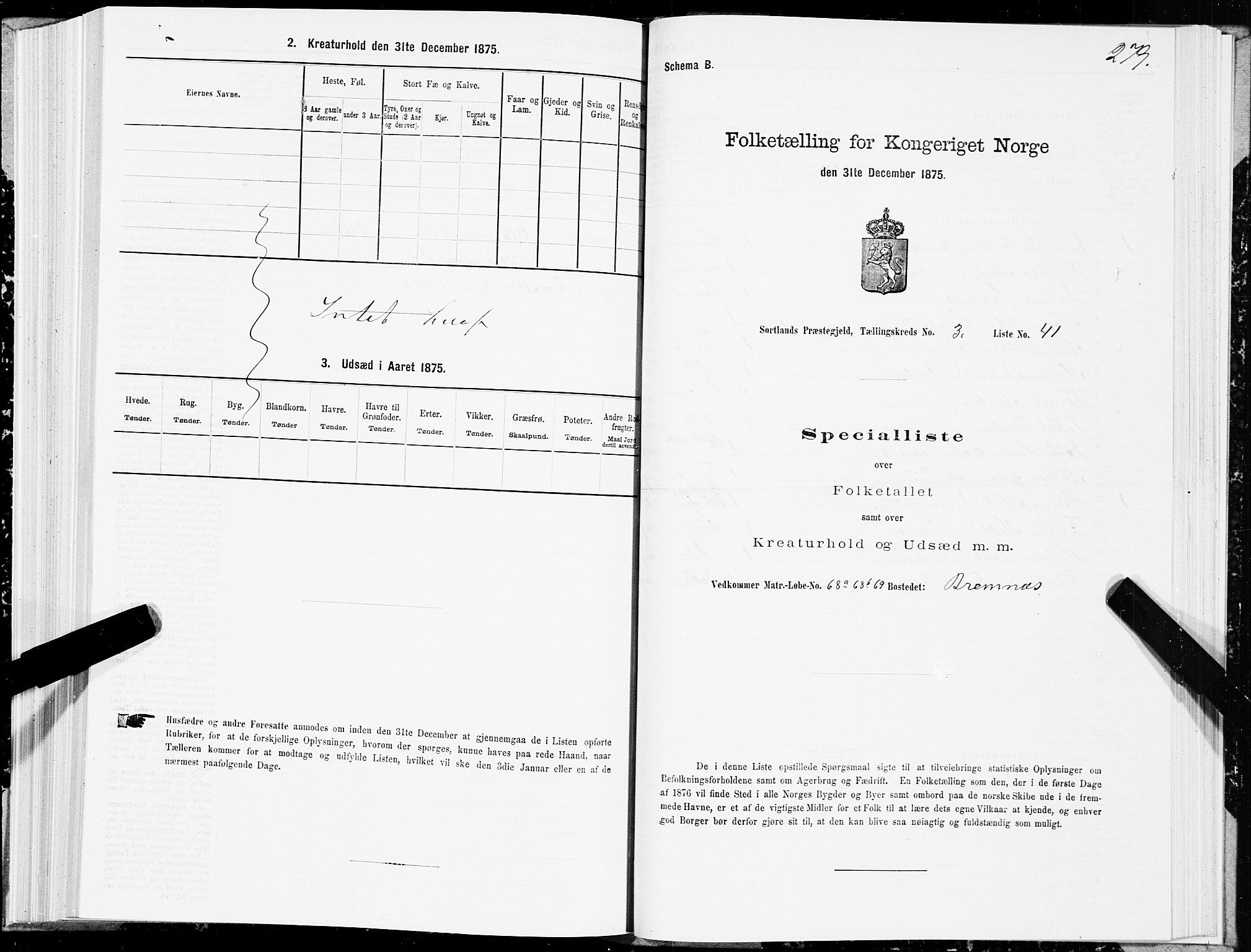 SAT, 1875 census for 1870P Sortland, 1875, p. 2279