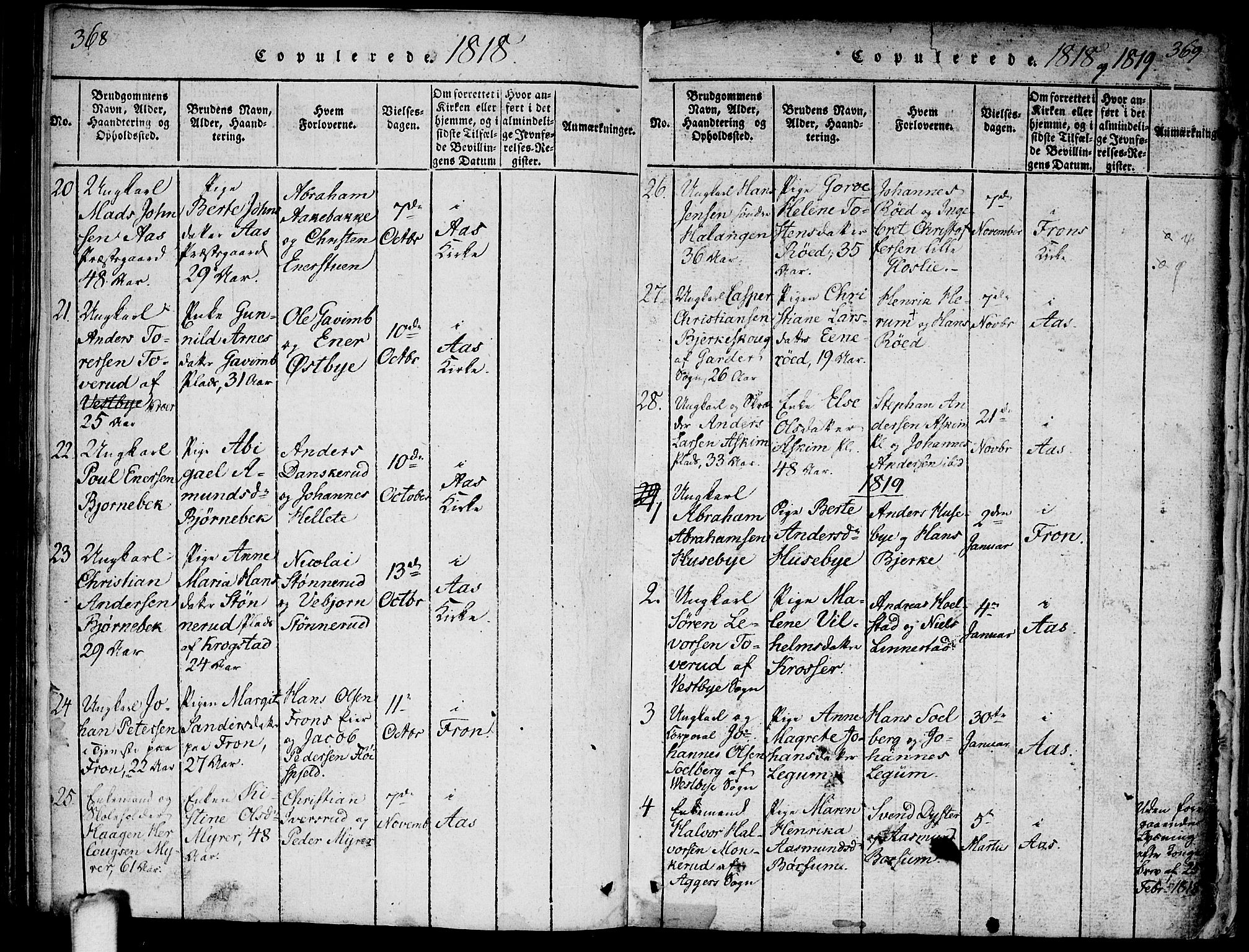 Ås prestekontor Kirkebøker, AV/SAO-A-10894/F/Fa/L0004: Parish register (official) no. I 4, 1818-1826, p. 368-369
