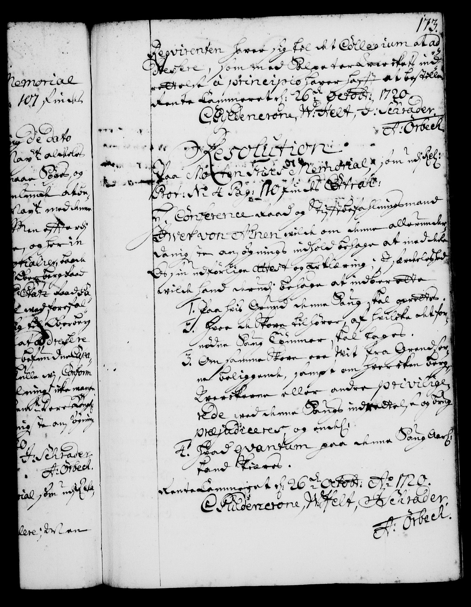 Rentekammeret, Kammerkanselliet, RA/EA-3111/G/Gg/Gga/L0001: Norsk ekspedisjonsprotokoll med register (merket RK 53.1), 1720-1723, p. 173