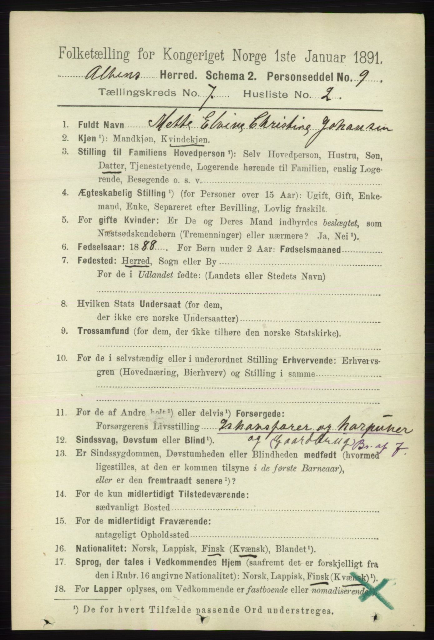 RA, 1891 census for 2012 Alta, 1891, p. 2119
