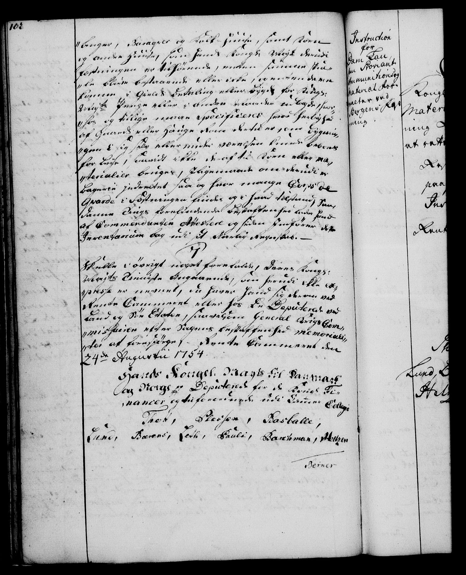 Rentekammeret, Kammerkanselliet, RA/EA-3111/G/Gg/Ggi/L0003: Norsk instruksjonsprotokoll med register (merket RK 53.36), 1751-1775, p. 102