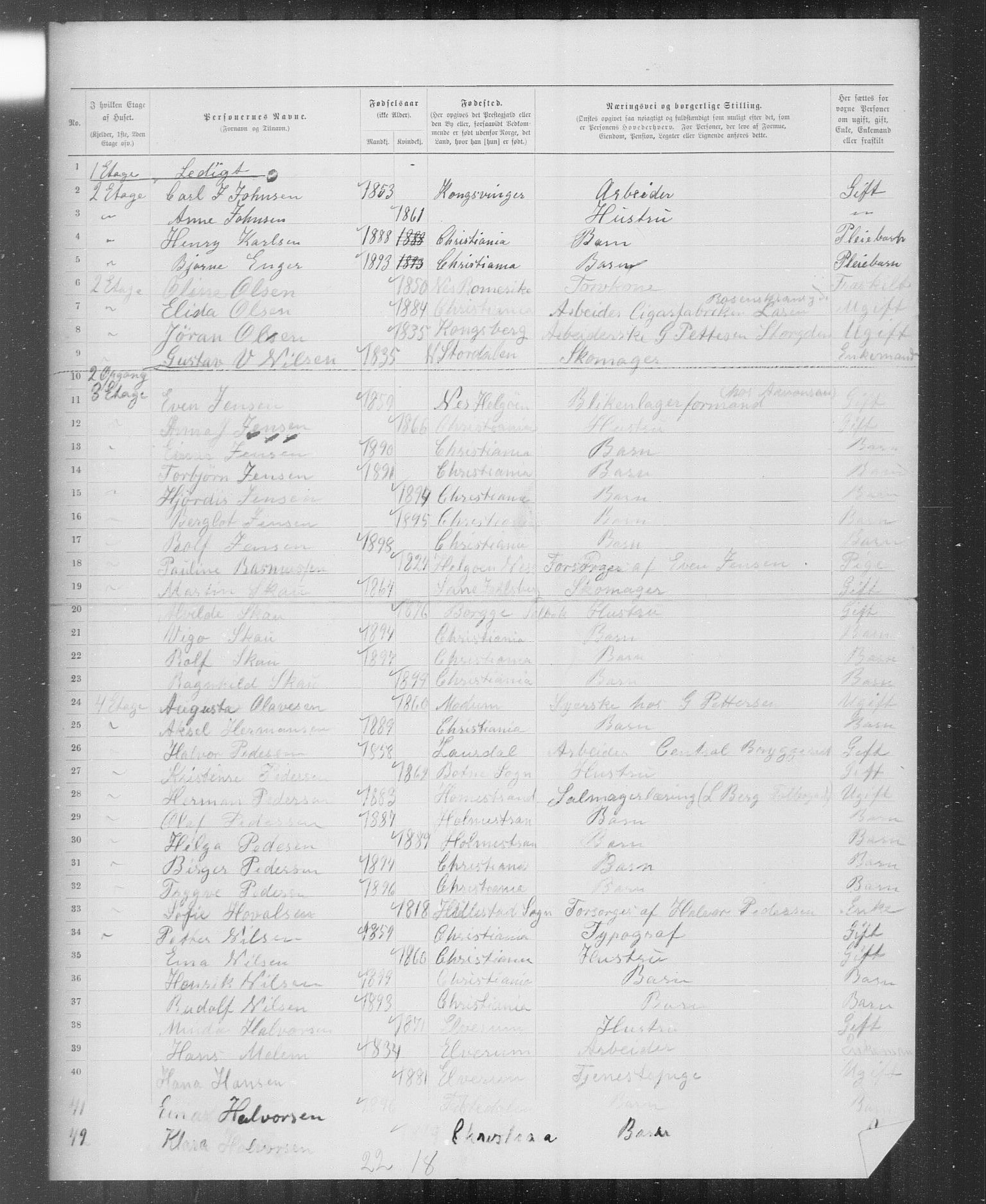 OBA, Municipal Census 1899 for Kristiania, 1899, p. 6449