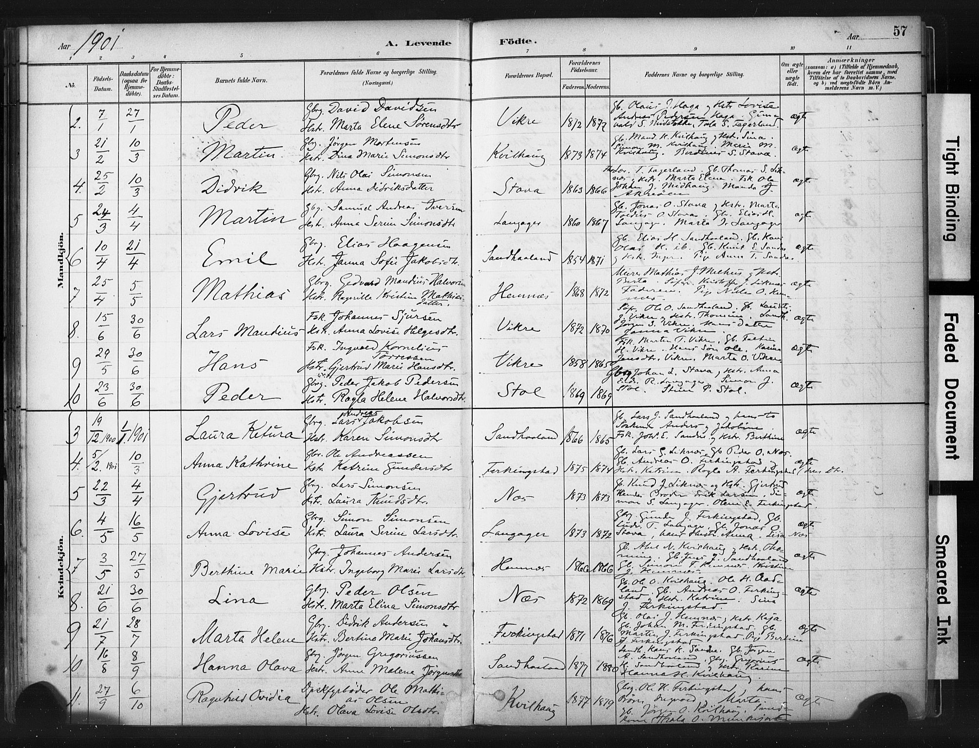 Skudenes sokneprestkontor, AV/SAST-A -101849/H/Ha/Haa/L0010: Parish register (official) no. A 7, 1882-1912, p. 57