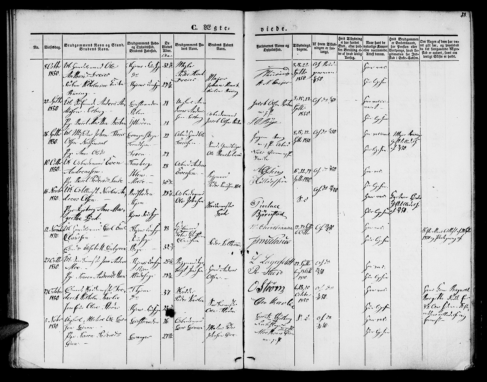 Ministerialprotokoller, klokkerbøker og fødselsregistre - Sør-Trøndelag, SAT/A-1456/602/L0111: Parish register (official) no. 602A09, 1844-1867, p. 28