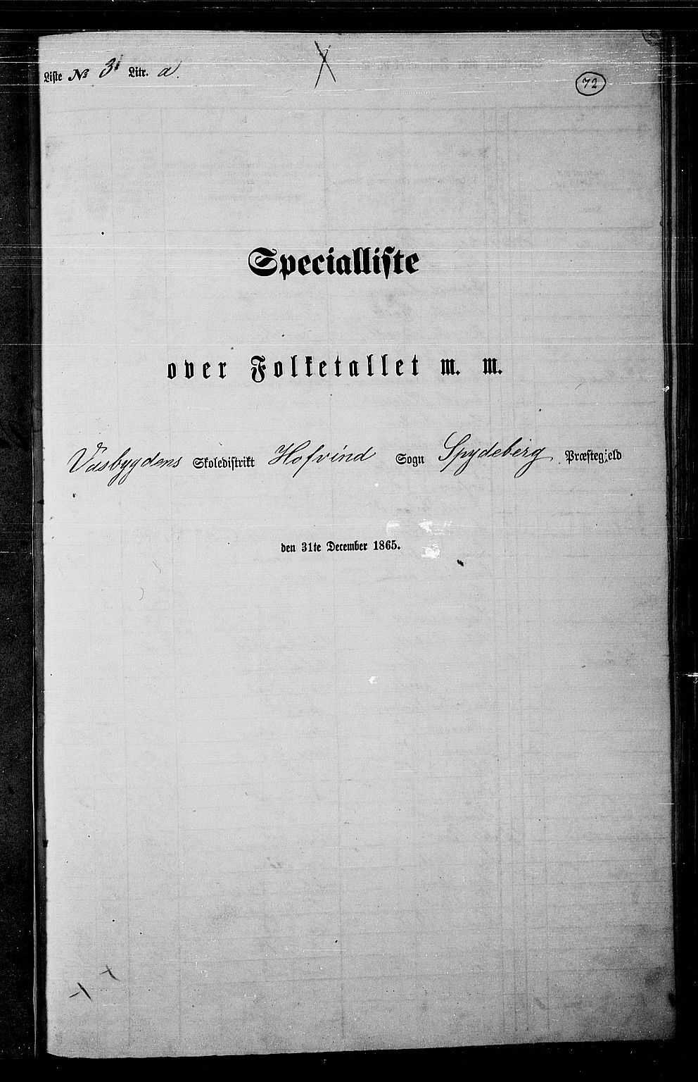 RA, 1865 census for Spydeberg, 1865, p. 63