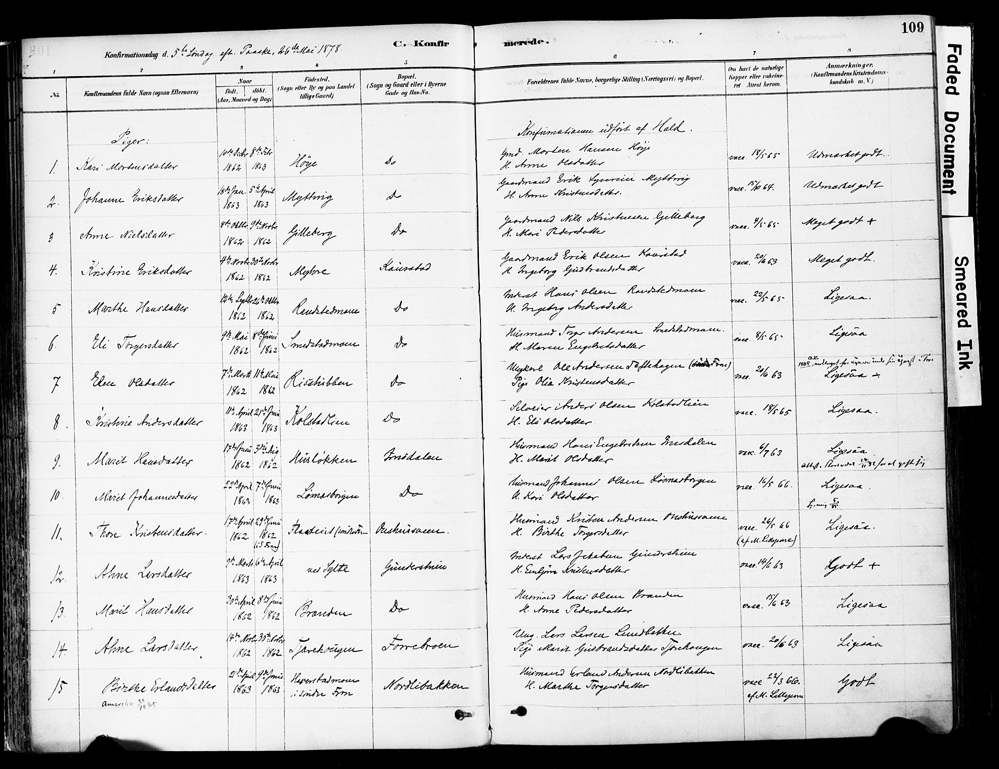 Ringebu prestekontor, AV/SAH-PREST-082/H/Ha/Haa/L0008: Parish register (official) no. 8, 1878-1898, p. 109