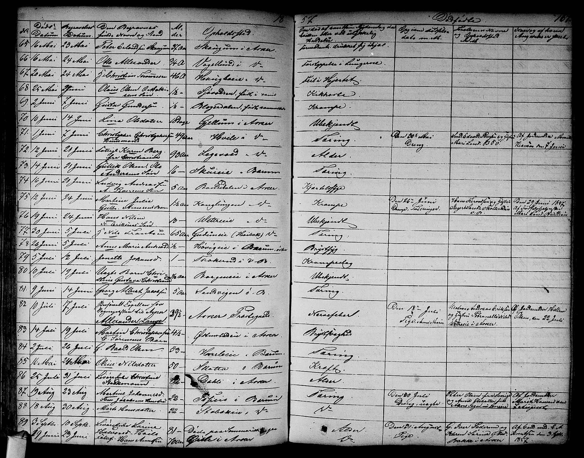 Asker prestekontor Kirkebøker, AV/SAO-A-10256a/F/Fa/L0011: Parish register (official) no. I 11, 1825-1878, p. 167