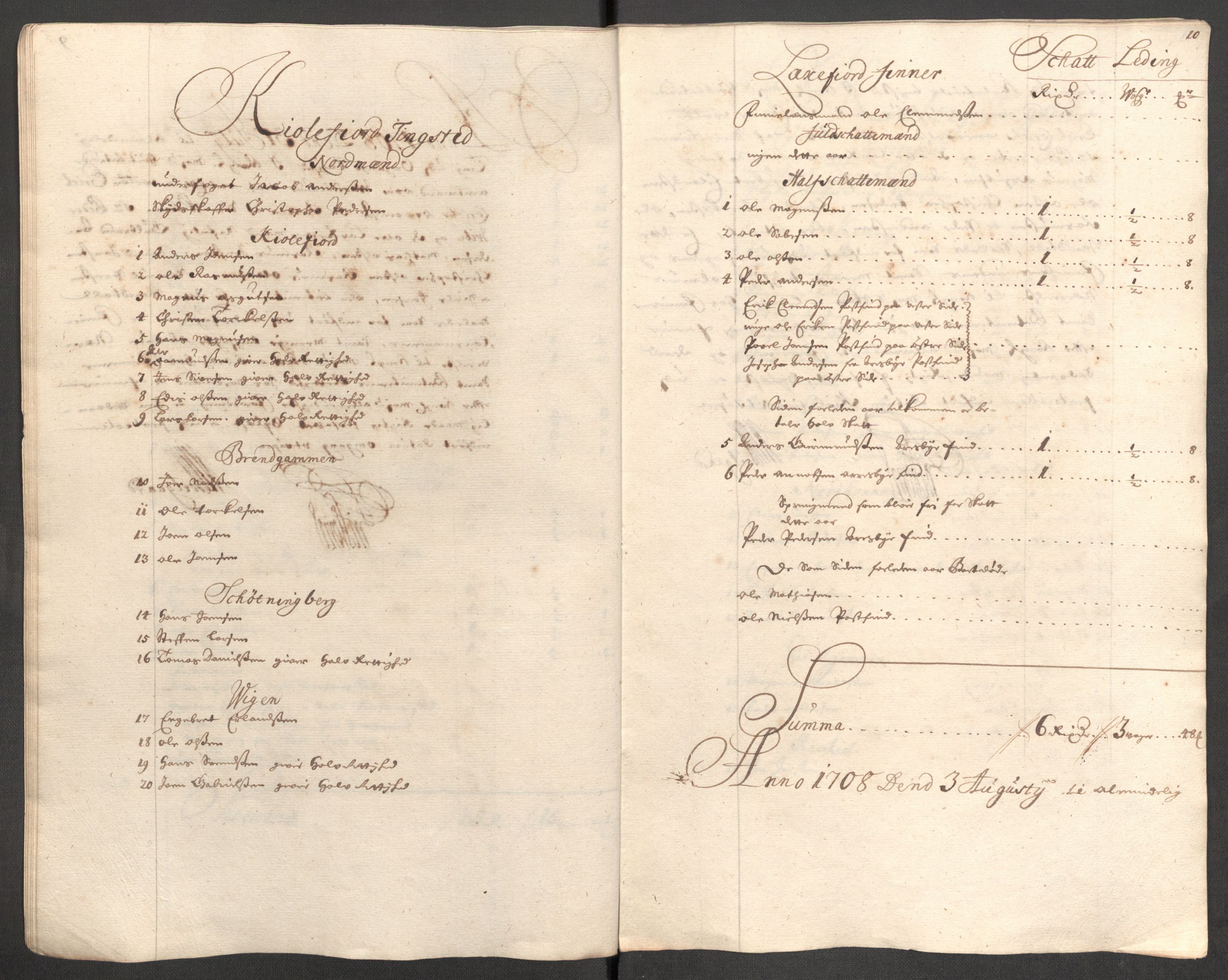 Rentekammeret inntil 1814, Reviderte regnskaper, Fogderegnskap, AV/RA-EA-4092/R69/L4854: Fogderegnskap Finnmark/Vardøhus, 1707-1708, p. 137